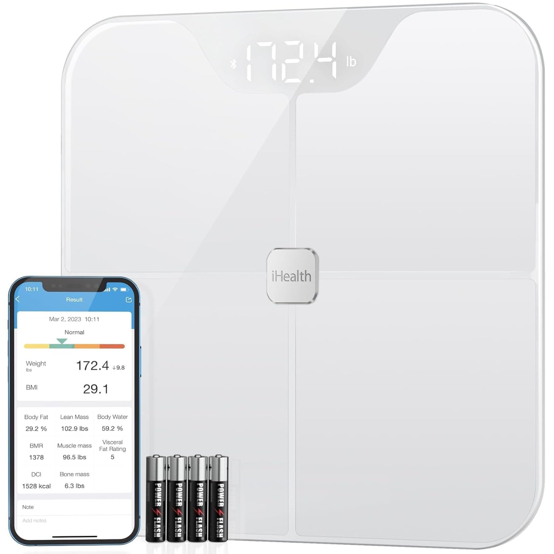 iHealth Nexus Smart Scale for Body Weight Bluetooth, Digital Bathroom Scale Body Fat and Muscle, Body Composition Monitor Health Analyzer for BMI Compatible for iOS & Android Accurate to 0.1lb-White iHealth Nexus Smart Scale for Body Weight Bluetooth, Digital Bathroom Scale Body Fat and Muscle, Body Composition Monitor Health Analyzer for BMI Compatible for iOS & Android Accurate to 0.1lb-White