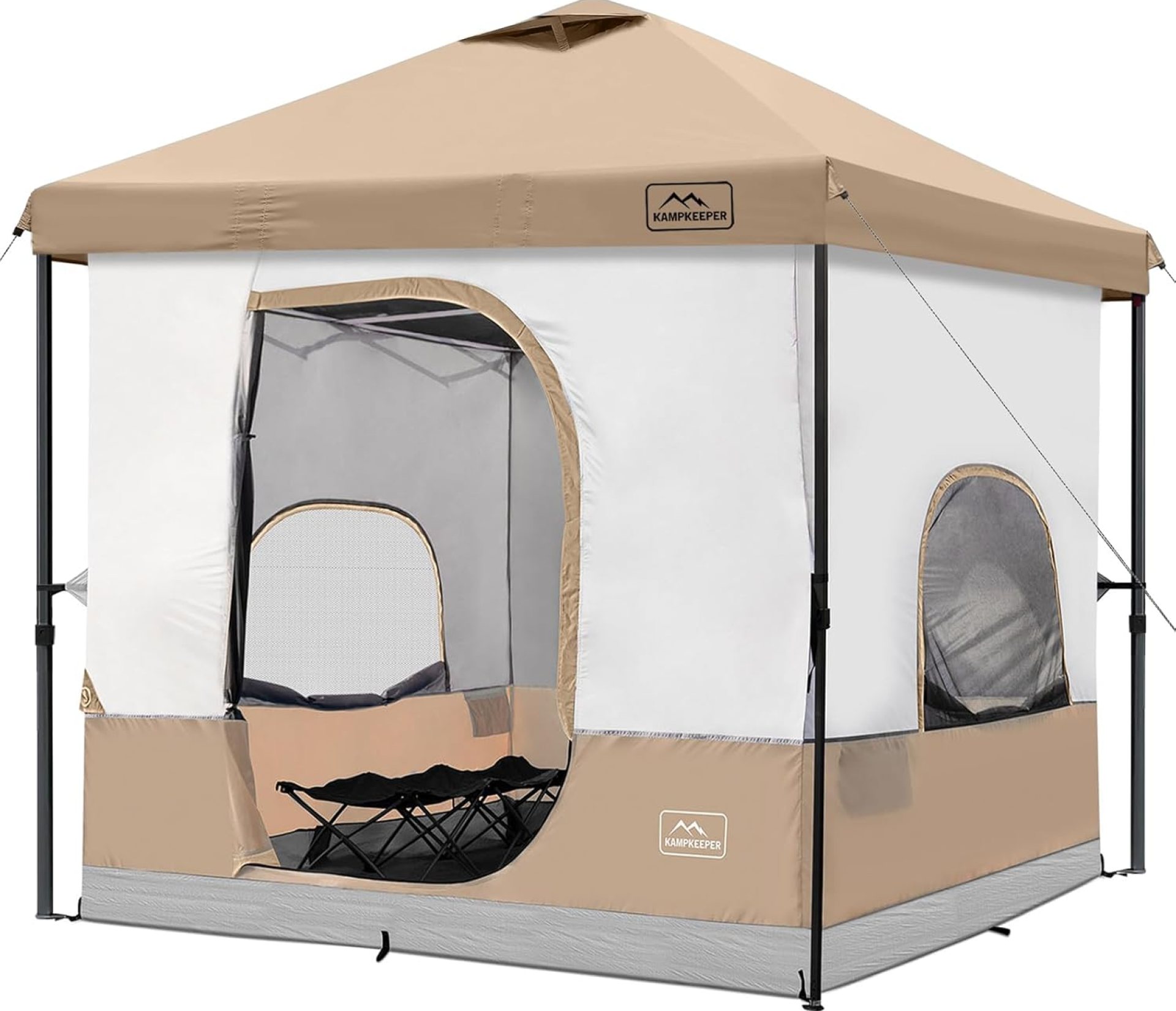 KAMPKEEPER 6 Person Camping Tent, 10×10 Pop Up Canopy Tent with Camping Inner Tent, Converts 10’x10′ Straight Leg Canopy into Camping Tent–Fully Vented Roof(Canopy & Frame Included) KAMPKEEPER 6 Person Camping Tent, 10×10 Pop Up Canopy Tent with Camping Inner Tent, Converts 10’x10′ Straight Leg Canopy into Camping Tent–Fully Vented Roof(Canopy & Frame Included)