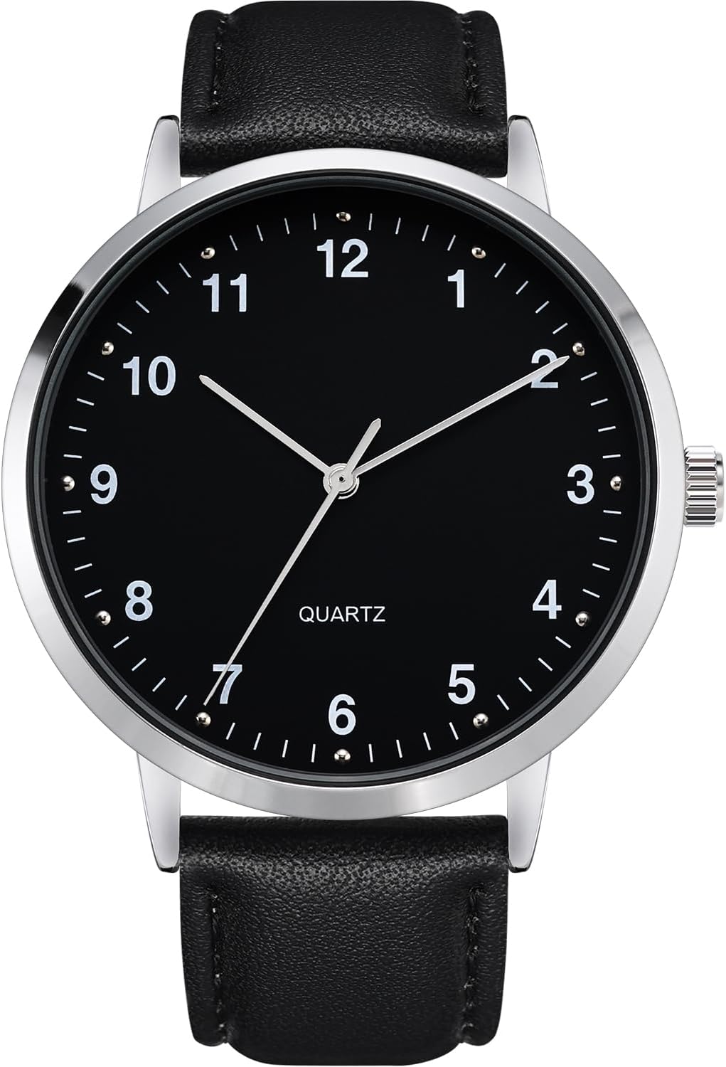 Mens Black Large Dial Arabic Numerals Black Belt Modern Classic Men’s Watch, Mens Black Large Dial Arabic Numerals Black Belt Modern Classic Men’s Watch,