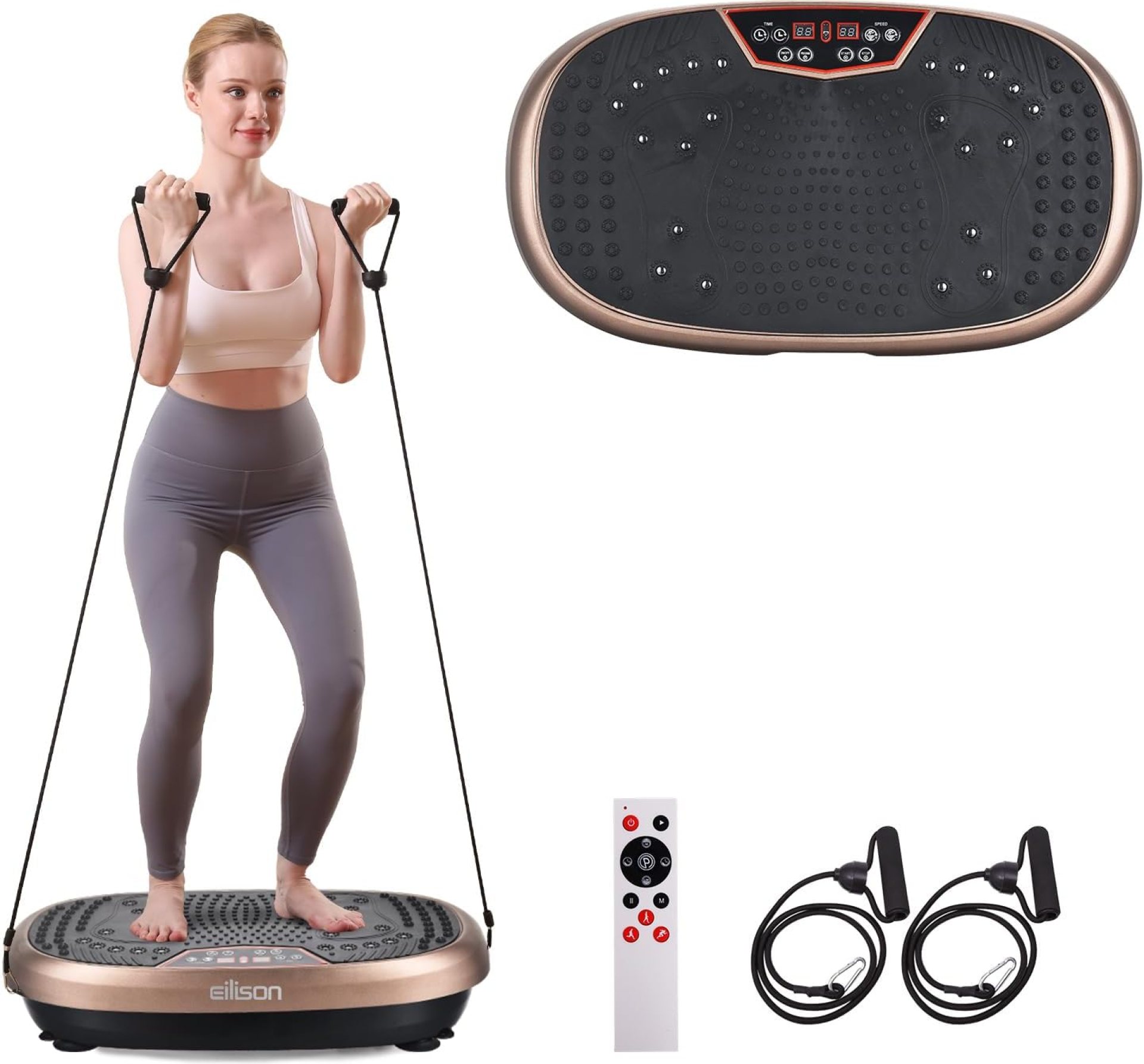 EILISON FitMax 3D XL Vibration Plate Exercise Machine – Whole Body Workout Vibration Platform w/Loop Bands – Lymphatic Drainage Machine for Weight Loss, Shaping, Wellness, Recovery EILISON FitMax 3D XL Vibration Plate Exercise Machine – Whole Body Workout Vibration Platform w/Loop Bands – Lymphatic Drainage Machine for Weight Loss, Shaping, Wellness, Recovery