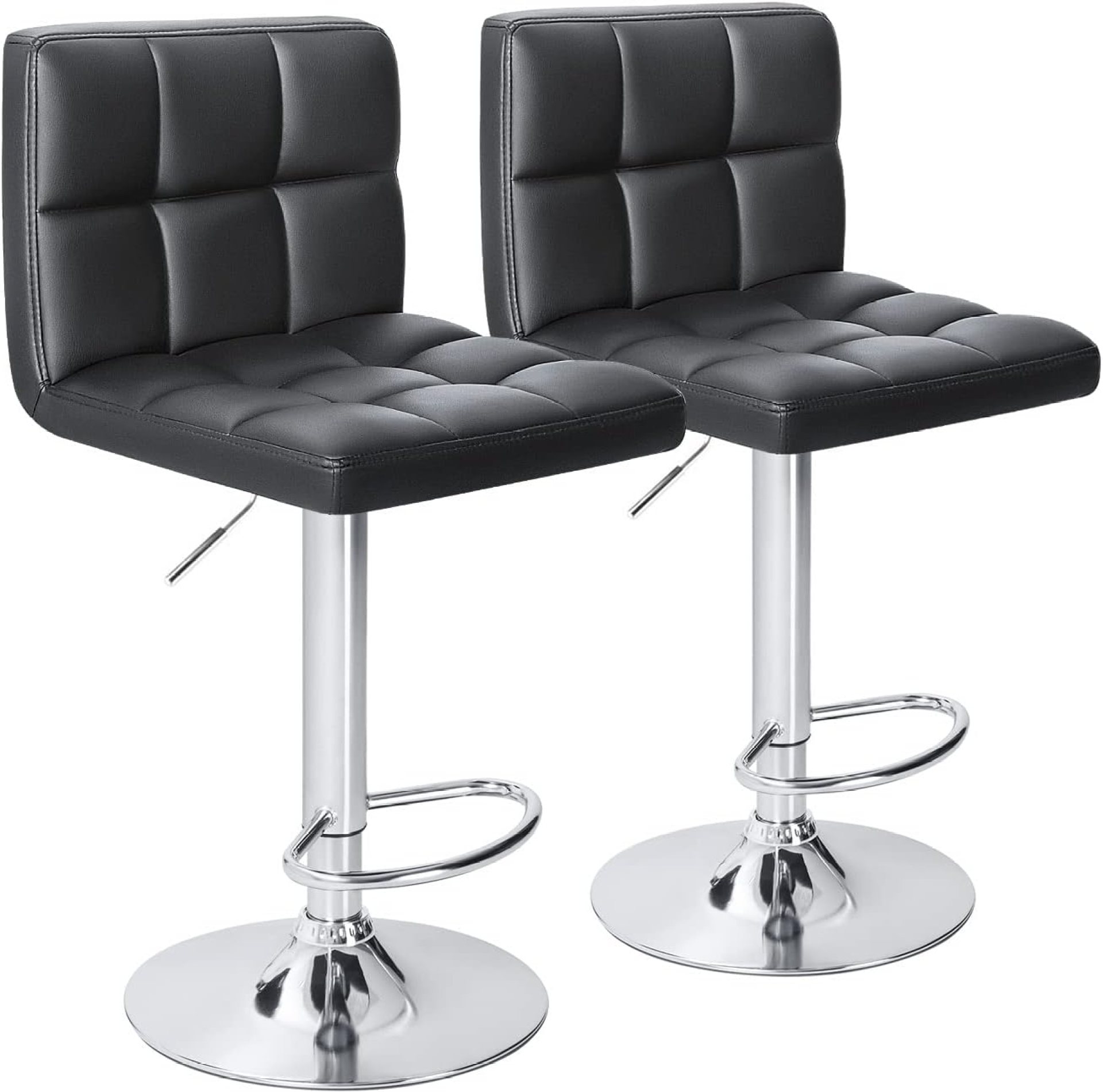 Homall Bar Stools Modern PU Leather Adjustable Swivel Barstools, Armless Hydraulic Kitchen Counter Bar Stool Extra Height Square Island Barstool with Back Set of 2 (Leather, Black) Homall Bar Stools Modern PU Leather Adjustable Swivel Barstools, Armless Hydraulic Kitchen Counter Bar Stool Extra Height Square Island Barstool with Back Set of 2 (Leather, Black)