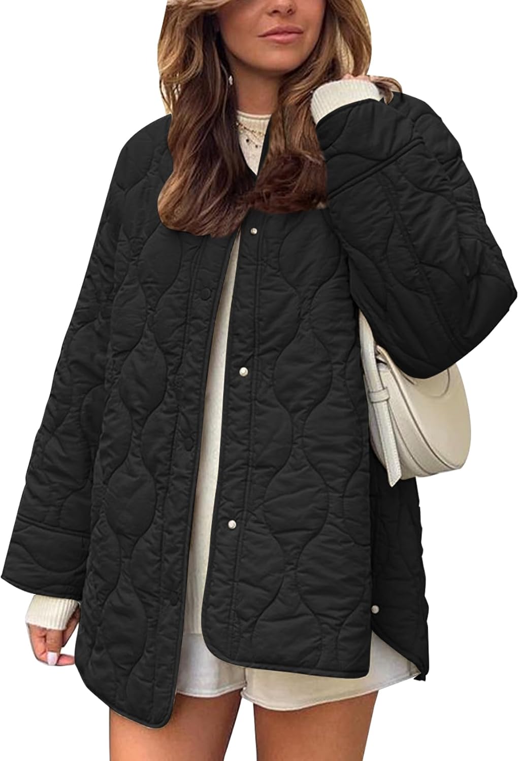 Flygo Women’s Oversized Quilted Lightweight Jacket Button Down Puffer Padded Outerwear with Pocket Flygo Women’s Oversized Quilted Lightweight Jacket Button Down Puffer Padded Outerwear with Pocket