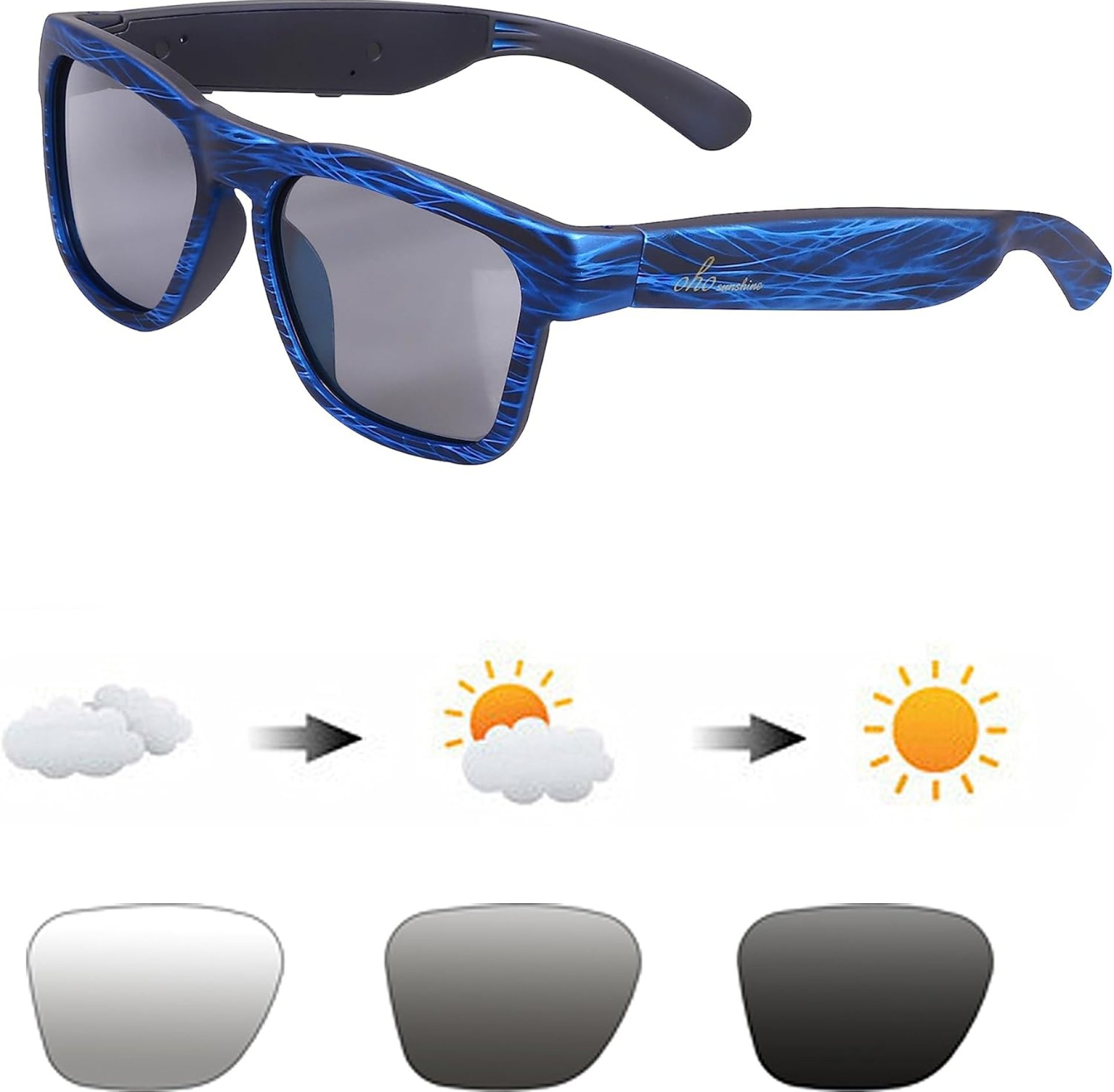OhO Smart Glasses,Polarized Sunglasses with Bluetooth Speaker,Athletic/Outdoor UV Protection and Voice Control,Unisex(Transitional Lens) OhO Smart Glasses,Polarized Sunglasses with Bluetooth Speaker,Athletic/Outdoor UV Protection and Voice Control,Unisex(Transitional Lens)