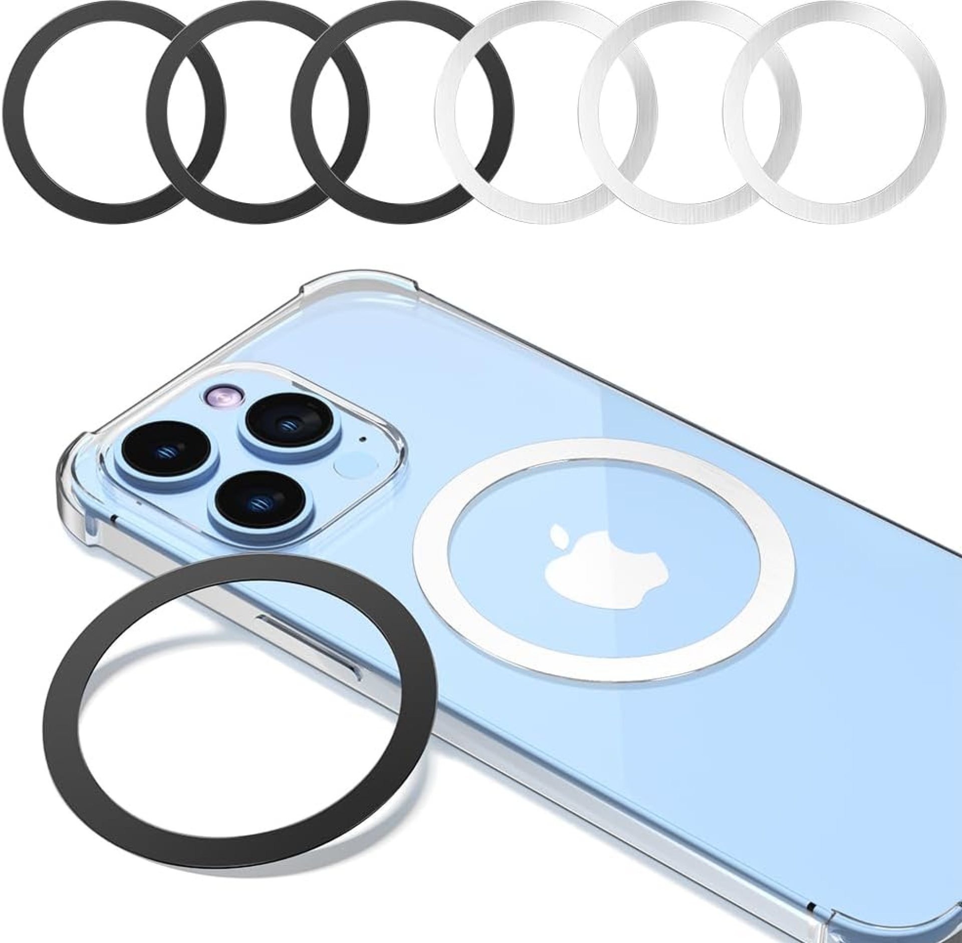 Magnetic Wireless Charging Magsafe Ring-6 PCS,Ultra-Thin(0.4mm) Magsafe Sticker, Compatible with iPhone 16/15/14/13 Series,Samsung Galaxy,Google Pixel Series,Magsafe Accessories-3Black&3Silver Magnetic Wireless Charging Magsafe Ring-6 PCS,Ultra-Thin(0.4mm) Magsafe Sticker, Compatible with iPhone 16/15/14/13 Series,Samsung Galaxy,Google Pixel Series,Magsafe Accessories-3Black&3Silver