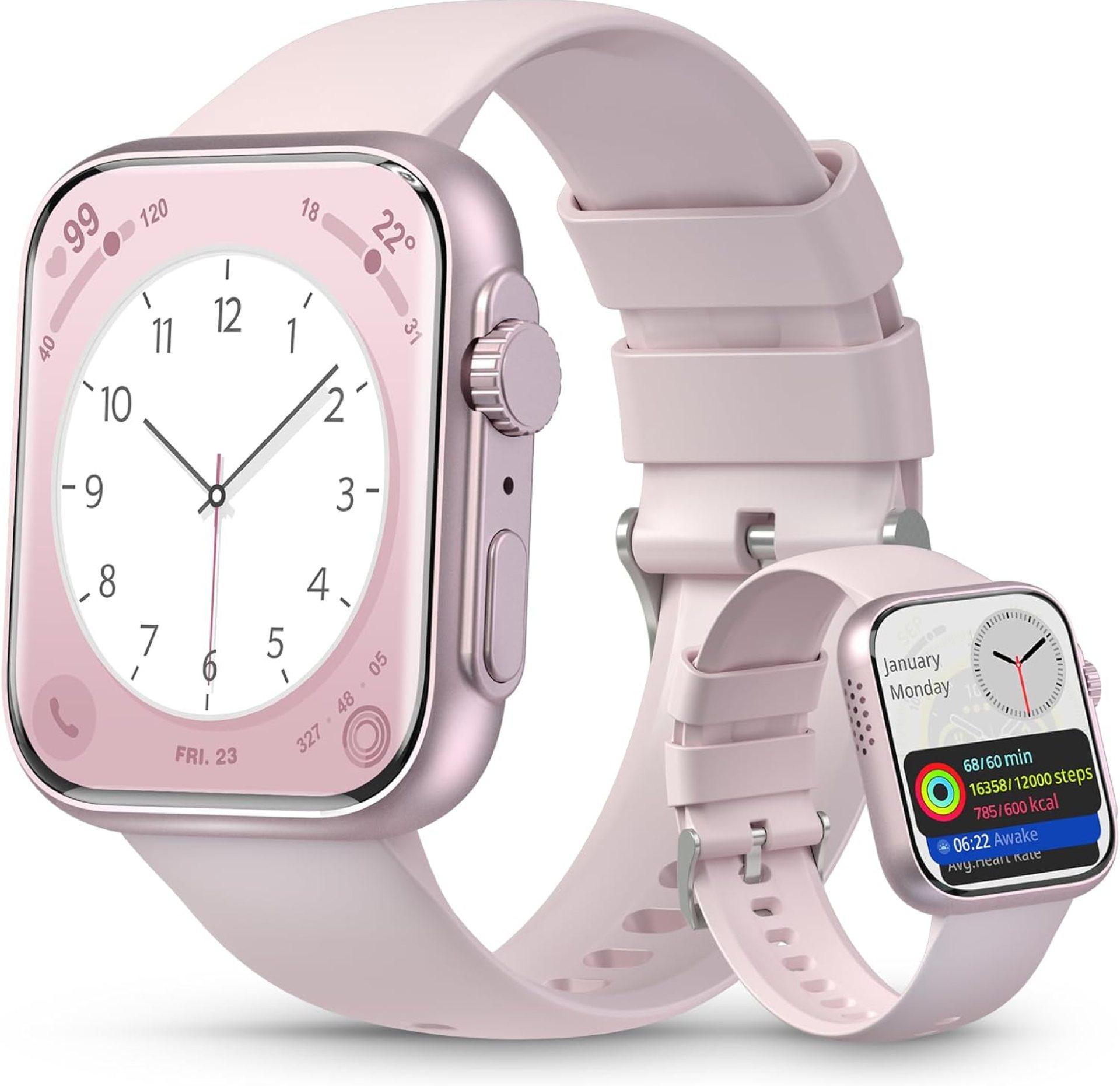 Smart Watch for Women & Men – Fitness Tracker with Heart Rate Monitor – Bluetooth Calling, Sleep Tracking, Sports Modes for Android & iPhone (Pink) Smart Watch for Women & Men – Fitness Tracker with Heart Rate Monitor – Bluetooth Calling, Sleep Tracking, Sports Modes for Android & iPhone (Pink)