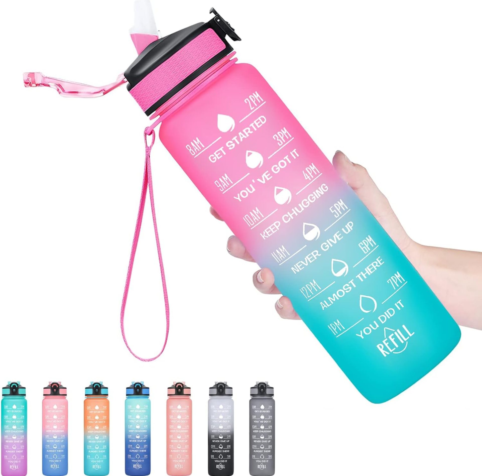 Hyeta 32 oz Water Bottles with Times to Drink and Straw, Motivational Water Bottle with Time Marker, Leakproof, Drinking Sports Water Bottle for Fitness, Gym and Outdoor Hyeta 32 oz Water Bottles with Times to Drink and Straw, Motivational Water Bottle with Time Marker, Leakproof, Drinking Sports Water Bottle for Fitness, Gym and Outdoor