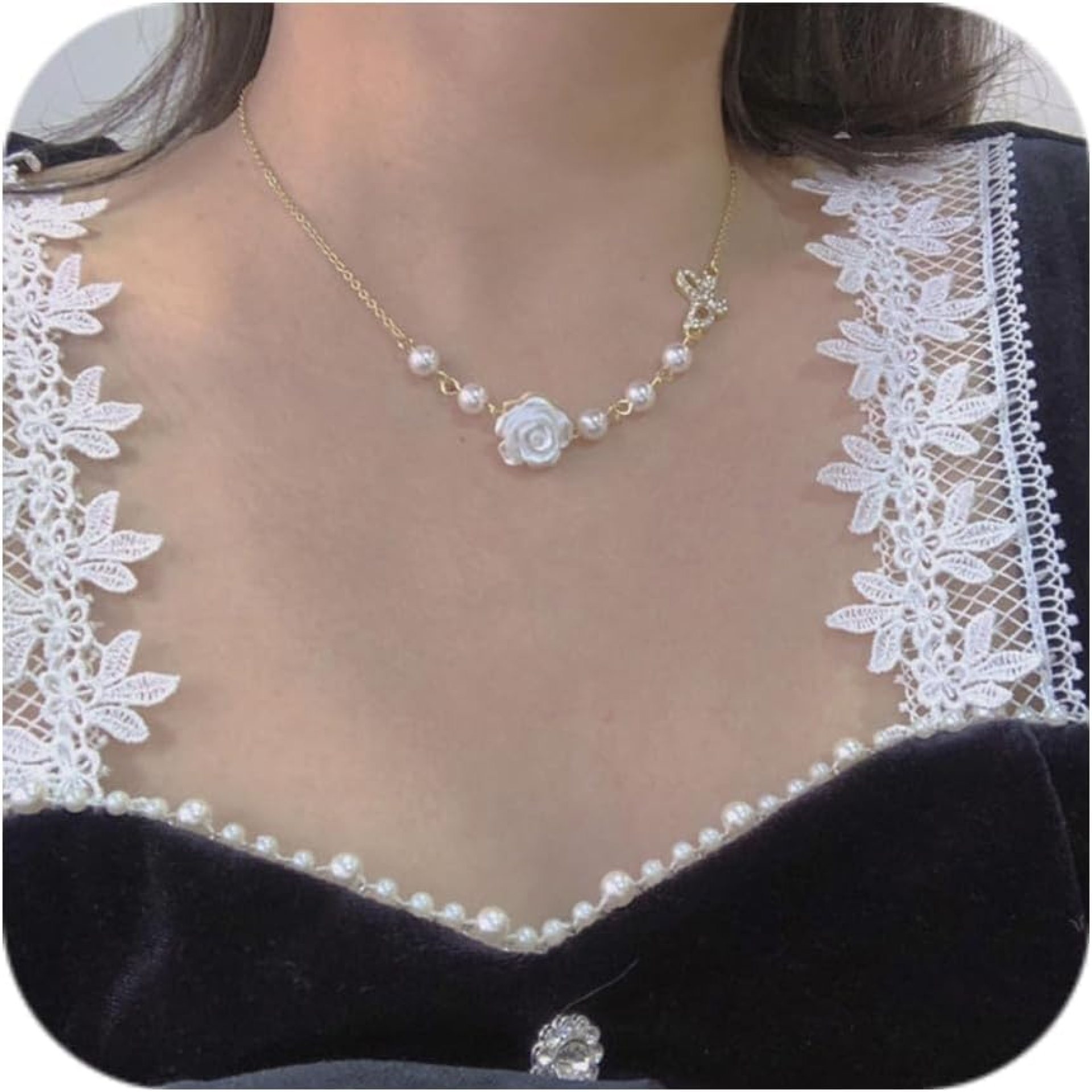 Trendy Pearl Necklaces for Women,Handmade Crafted Chain Necklace Delicate Jewelry Bridesmaid Gifts Stocking Stuffers Trendy Pearl Necklaces for Women,Handmade Crafted Chain Necklace Delicate Jewelry Bridesmaid Gifts Stocking Stuffers
