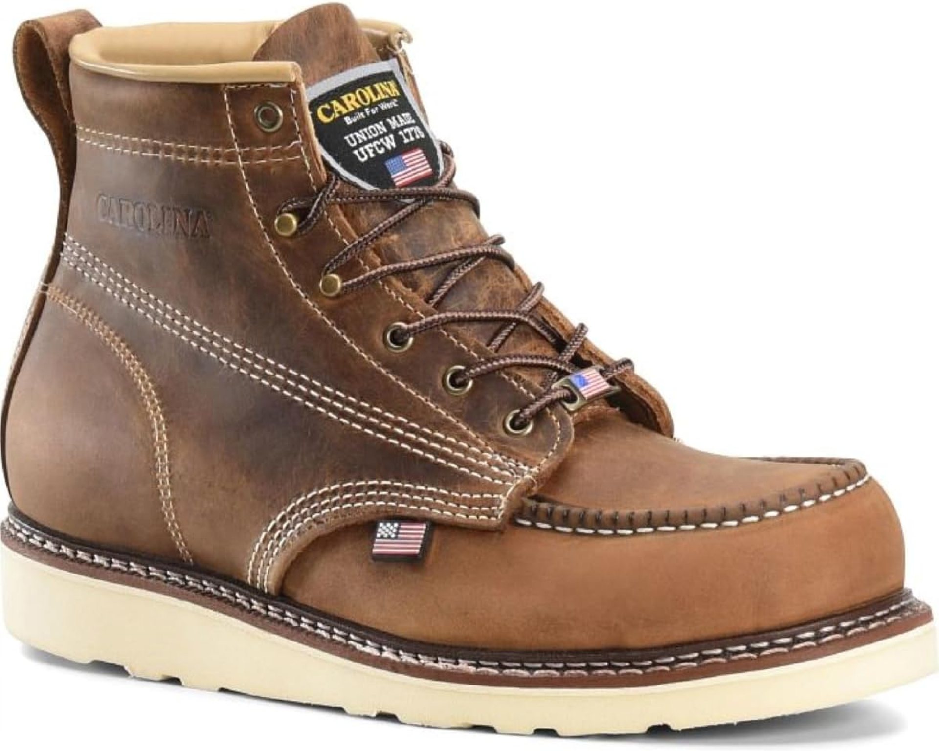 Carolina AMP USA 6″ Soft Moc Toe Work Boots for Men – USA Made, Old Town Folklore Leather Upper, Oil & Slip Resistant Outsole, Poron Insole Carolina AMP USA 6″ Soft Moc Toe Work Boots for Men – USA Made, Old Town Folklore Leather Upper, Oil & Slip Resistant Outsole, Poron Insole