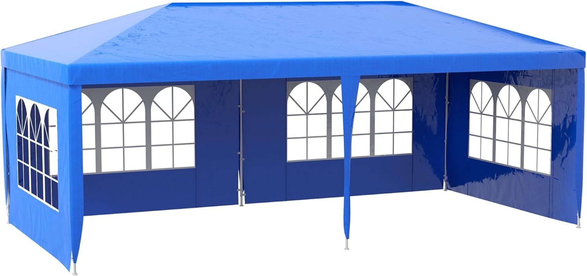 Outsunny 10′ x 20′ Large Party Tent, Outdoor Event Shelter, Gazebo Canopy with 4 Removable Window Sidewalls for Weddings, Blue Outsunny 10′ x 20′ Large Party Tent, Outdoor Event Shelter, Gazebo Canopy with 4 Removable Window Sidewalls for Weddings, Blue