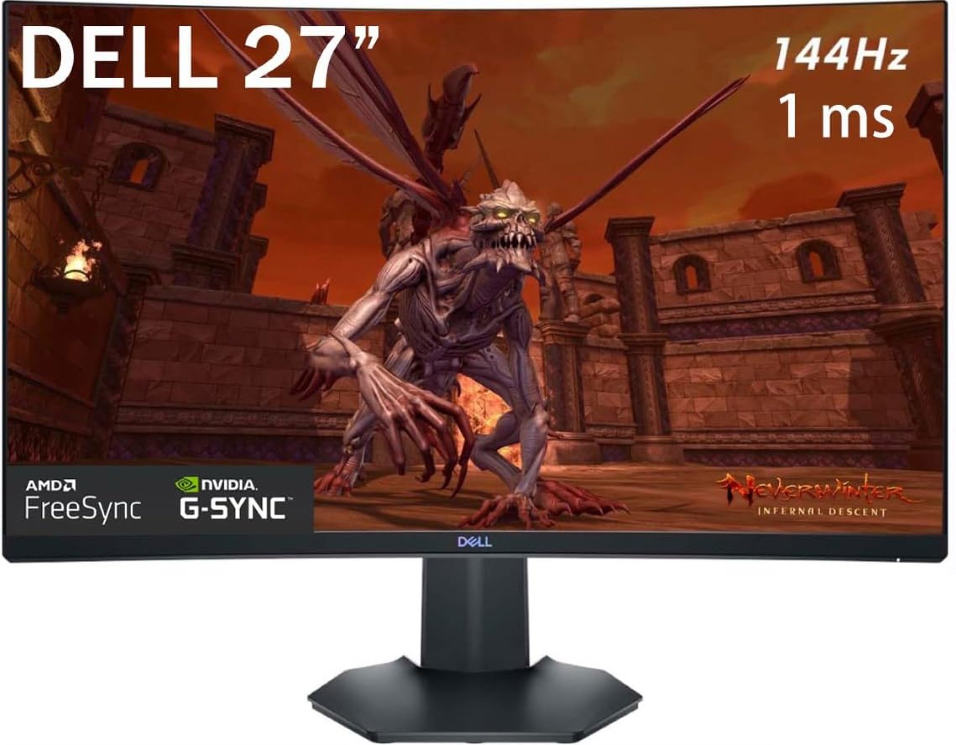 Dell S Series 27″ Curved Screen Gaming Monitor, Full HD (1920 x 1080), 144Hz, 1ms, AMD FreeSync and G-Sync, DisplayPort/HDMI, 3-Side Virtually Borderless Screen, Black (Renewed) Dell S Series 27″ Curved Screen Gaming Monitor, Full HD (1920 x 1080), 144Hz, 1ms, AMD FreeSync and G-Sync, DisplayPort/HDMI, 3-Side Virtually Borderless Screen, Black (Renewed)