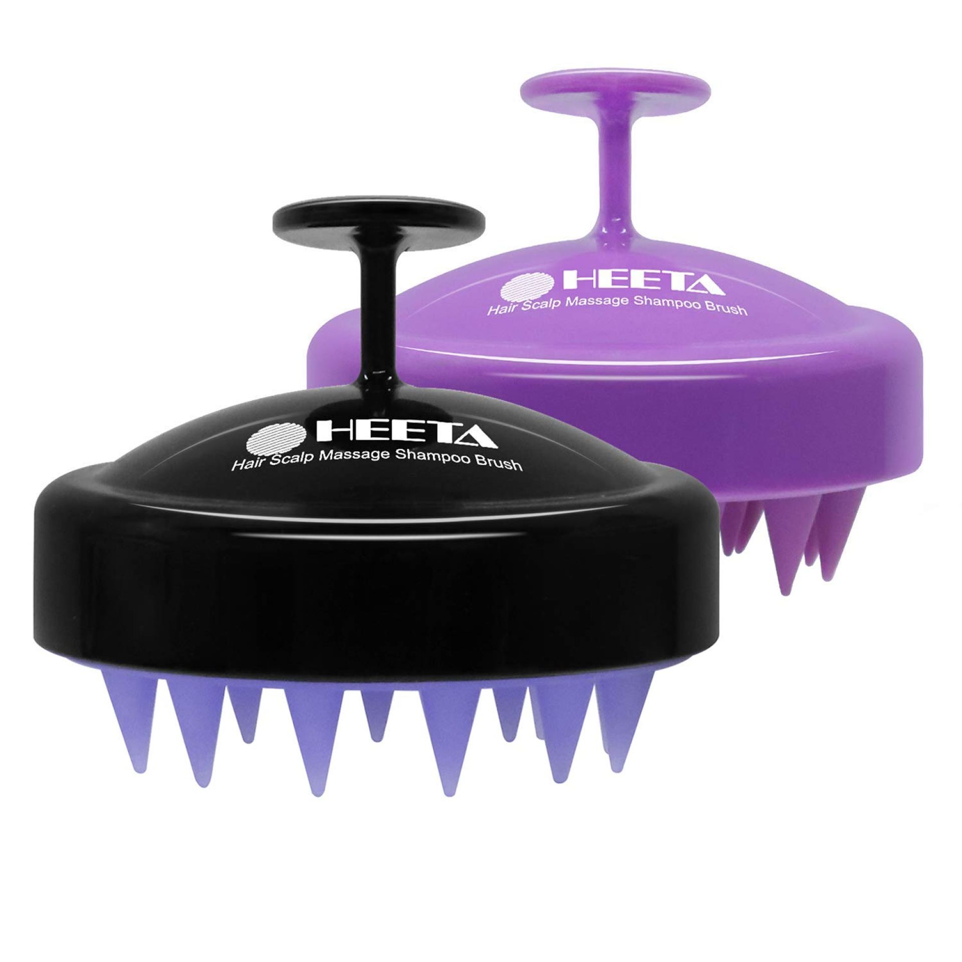 HEETA 2 Pack Hair Scalp Massager Shampoo Brush for Hair Growth, Hair Scalp Scrubber with Soft Silicone, Wet and Dry Hair Detangler (Black & Purple) HEETA 2 Pack Hair Scalp Massager Shampoo Brush for Hair Growth, Hair Scalp Scrubber with Soft Silicone, Wet and Dry Hair Detangler (Black & Purple)