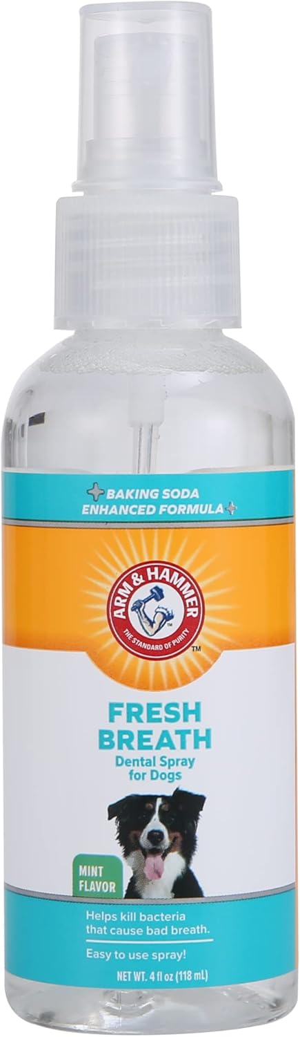 Arm & Hammer for Pets Dog Oral Care Spray – Fresh Breath & Teeth Cleaning Spray – Pet Breath Freshener – Reduce Plaque & Tartar Buildup – Healthy Mouth Hygiene Solution for Dogs – Mint Flavor, 4 Oz Arm & Hammer for Pets Dog Oral Care Spray – Fresh Breath & Teeth Cleaning Spray – Pet Breath Freshener – Reduce Plaque & Tartar Buildup – Healthy Mouth Hygiene Solution for Dogs – Mint Flavor, 4 Oz