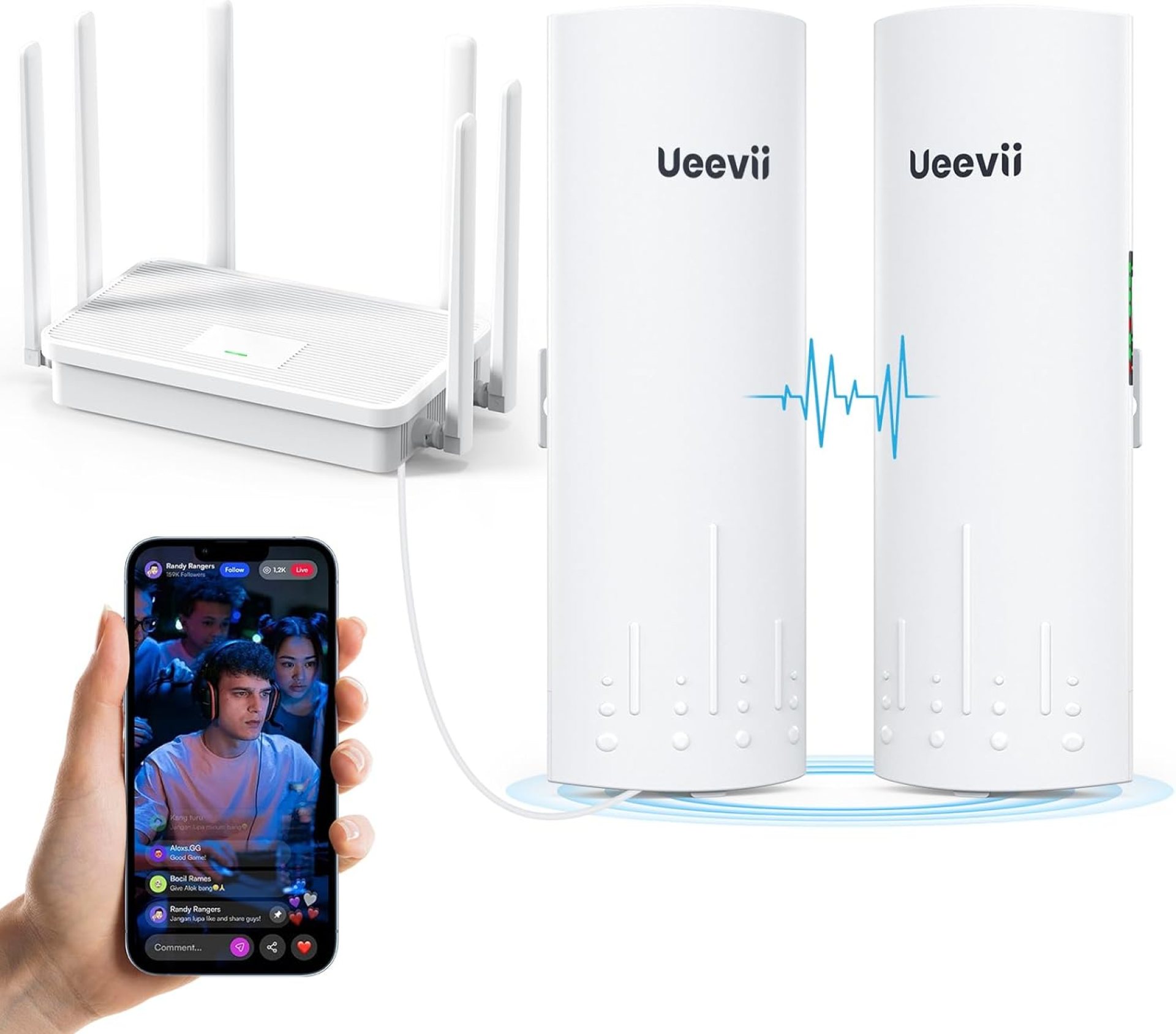 UeeVii CPE450 Wireless Bridge and WR3000K WiFi Router Kit, 5.8G 3KM Point to Point Wireless Bridge Outdoor to Shop Barn Garage Building Network Kit Solution, Outdoor WiFi Bridge(2PCS), Plug and Play UeeVii CPE450 Wireless Bridge and WR3000K WiFi Router Kit, 5.8G 3KM Point to Point Wireless Bridge Outdoor to Shop Barn Garage Building Network Kit Solution, Outdoor WiFi Bridge(2PCS), Plug and Play