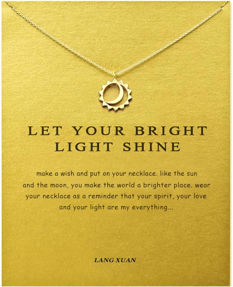 LANG XUAN Message Card Gold Dainty Layered Compass Pendant Necklace Friendship Butterfly Sun Good Luck Elephant Pendant Faith Chain Necklace for Women Gift LANG XUAN Message Card Gold Dainty Layered Compass Pendant Necklace Friendship Butterfly Sun Good Luck Elephant Pendant Faith Chain Necklace for Women Gift