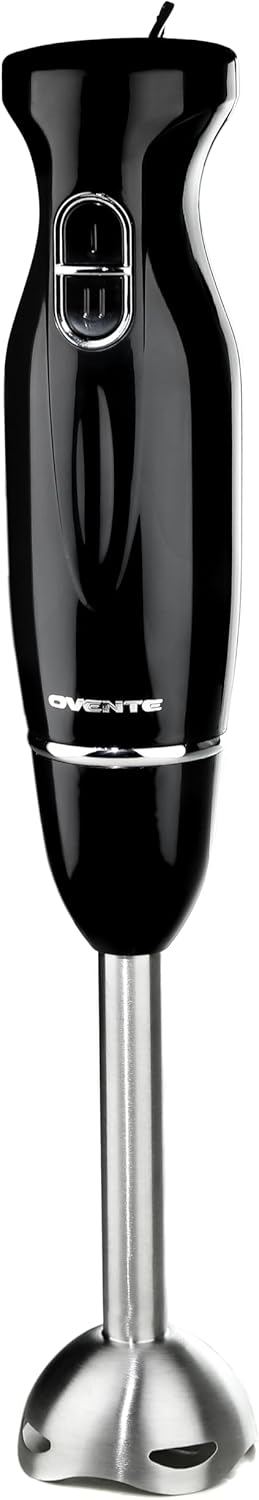 OVENTE Immersion Hand Blender, 300W Electric Handheld Portable Stick Mixer with 2 Mixing Speed and Stainless Steel Blades for Effortless Blending Smoothies, Shakes, Puree or Baby Food, Black HS560B OVENTE Immersion Hand Blender, 300W Electric Handheld Portable Stick Mixer with 2 Mixing Speed and Stainless Steel Blades for Effortless Blending Smoothies, Shakes, Puree or Baby Food, Black HS560B