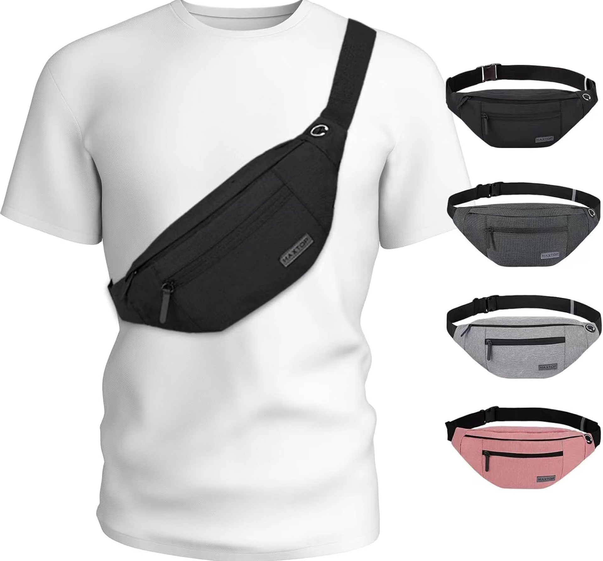 MAXTOP Large Crossbody Fanny Pack with 4-Zipper Pockets,Gifts for Enjoy Sports Festival Workout Traveling Running Casual Hands-Free Wallets Waist Pack Phone Bag Carrying All Phones MAXTOP Large Crossbody Fanny Pack with 4-Zipper Pockets,Gifts for Enjoy Sports Festival Workout Traveling Running Casual Hands-Free Wallets Waist Pack Phone Bag Carrying All Phones