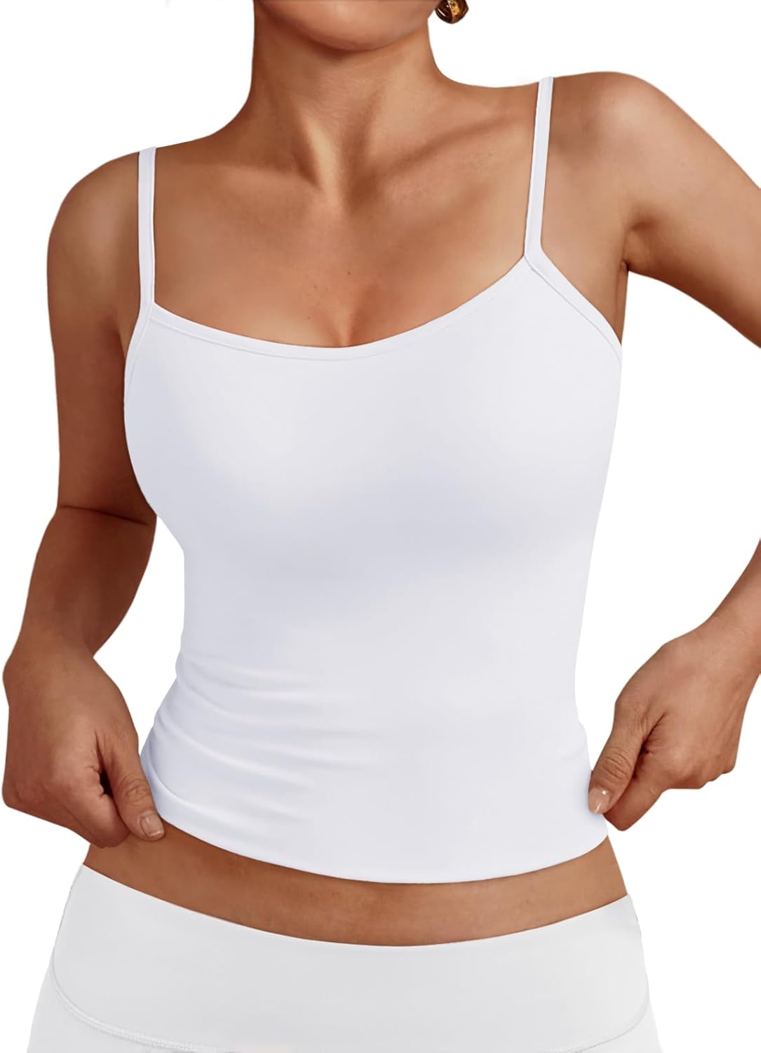Trendy Queen Womens Adjustable Camisole Sleeveless Square Neck Spaghetti Strap Tank Tops Basic Shirt Trendy Queen Womens Adjustable Camisole Sleeveless Square Neck Spaghetti Strap Tank Tops Basic Shirt