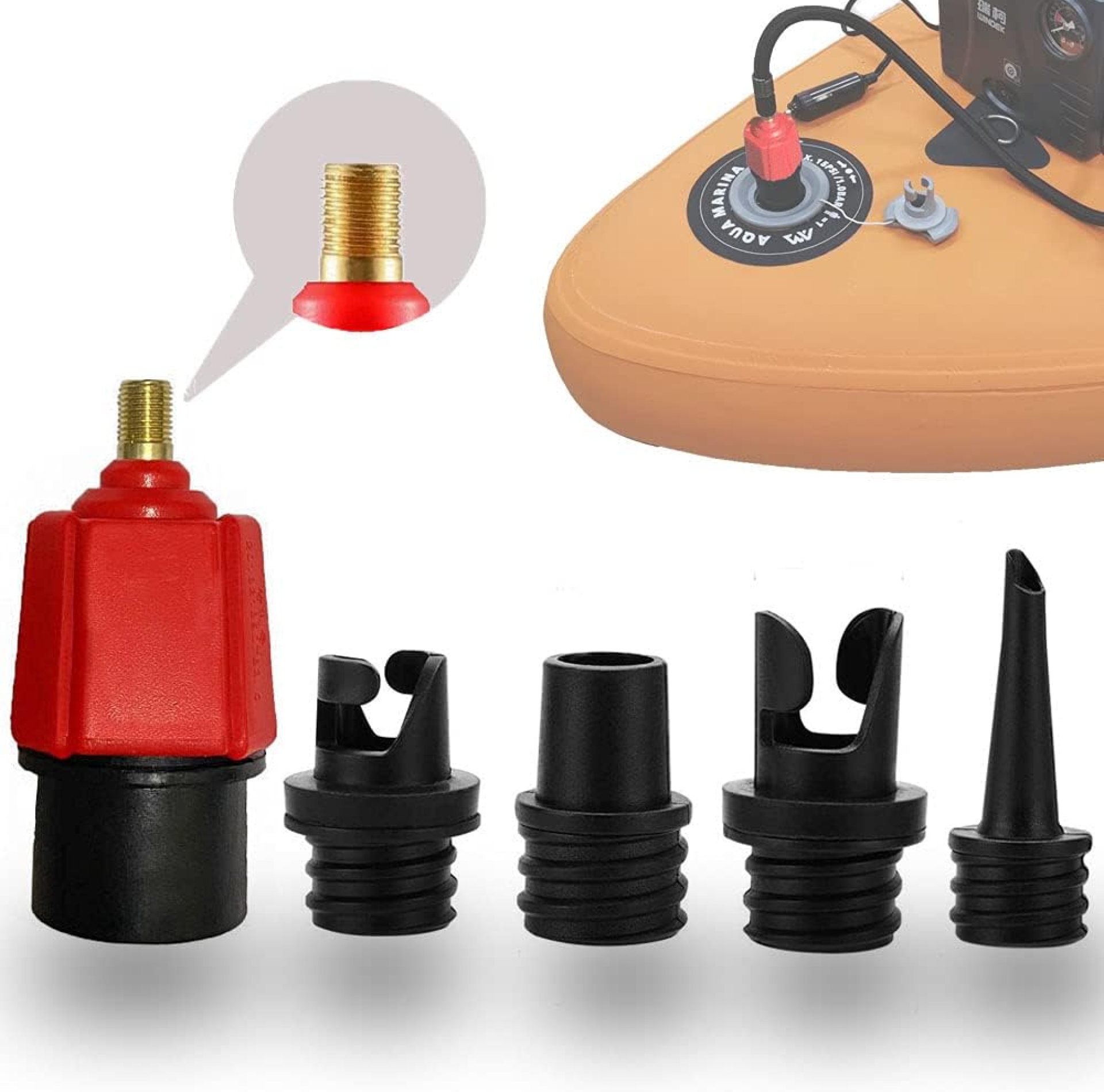 Paddle Board Pump Adapter, Air Pump Adapter for Inflatables, SUP Pump Adaptor with 4 Air Valve Nozzles for Inflatable Boat, Stand Up Paddle Board,Inflatable Bed, Compressor Air Valve Converter Paddle Board Pump Adapter, Air Pump Adapter for Inflatables, SUP Pump Adaptor with 4 Air Valve Nozzles for Inflatable Boat, Stand Up Paddle Board,Inflatable Bed, Compressor Air Valve Converter