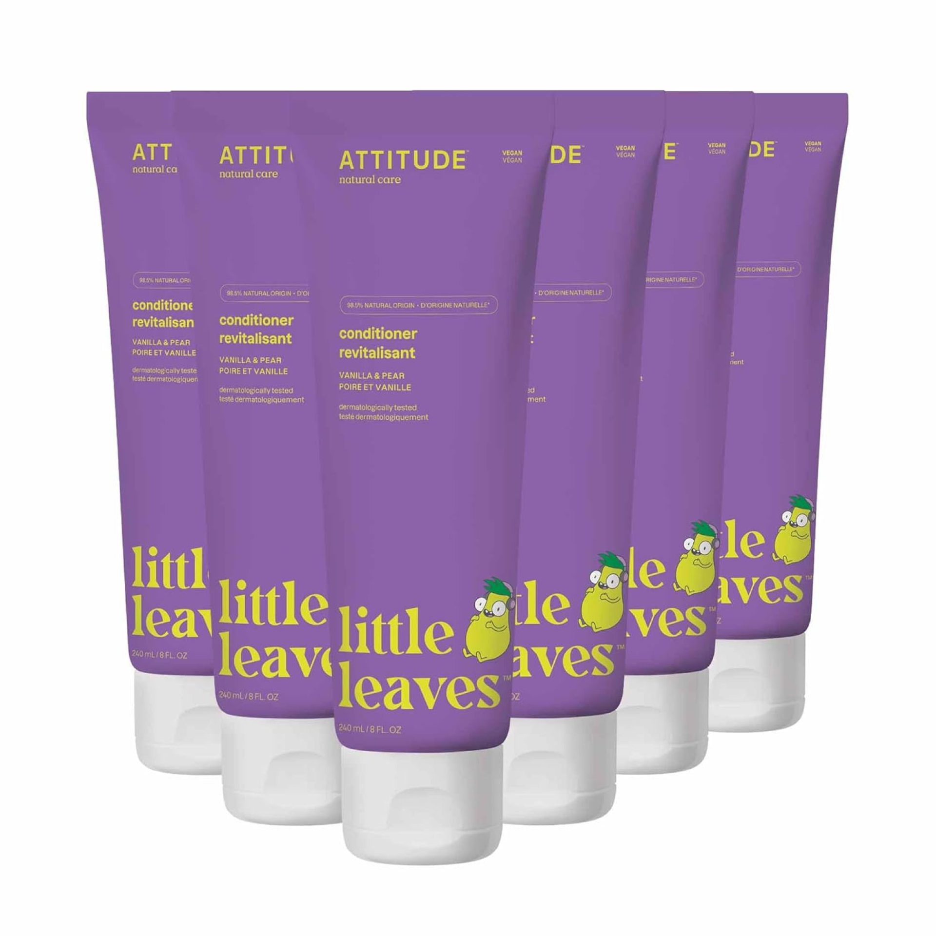 ATTITUDE Hair Conditioner for Kids, Dermatologically Tested Products, Plant- and Mineral-Based Detangler, Vegan, Vanilla and Pear, 8 Fl Oz (Pack of 6) ATTITUDE Hair Conditioner for Kids, Dermatologically Tested Products, Plant- and Mineral-Based Detangler, Vegan, Vanilla and Pear, 8 Fl Oz (Pack of 6)