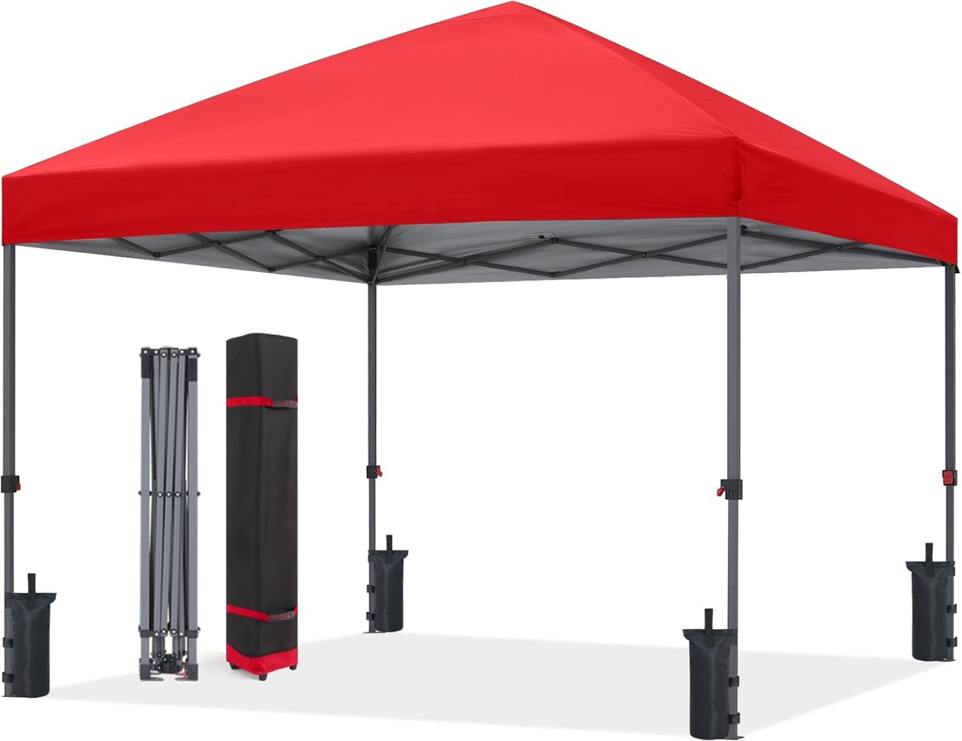ABCCANOPY Pop Up Canopy – Outdoor Patio Portable Canopy Tent Heavy Duty for Backyard and Deck with 4 Sandbags(Red, 10×10) ABCCANOPY Pop Up Canopy – Outdoor Patio Portable Canopy Tent Heavy Duty for Backyard and Deck with 4 Sandbags(Red, 10×10)
