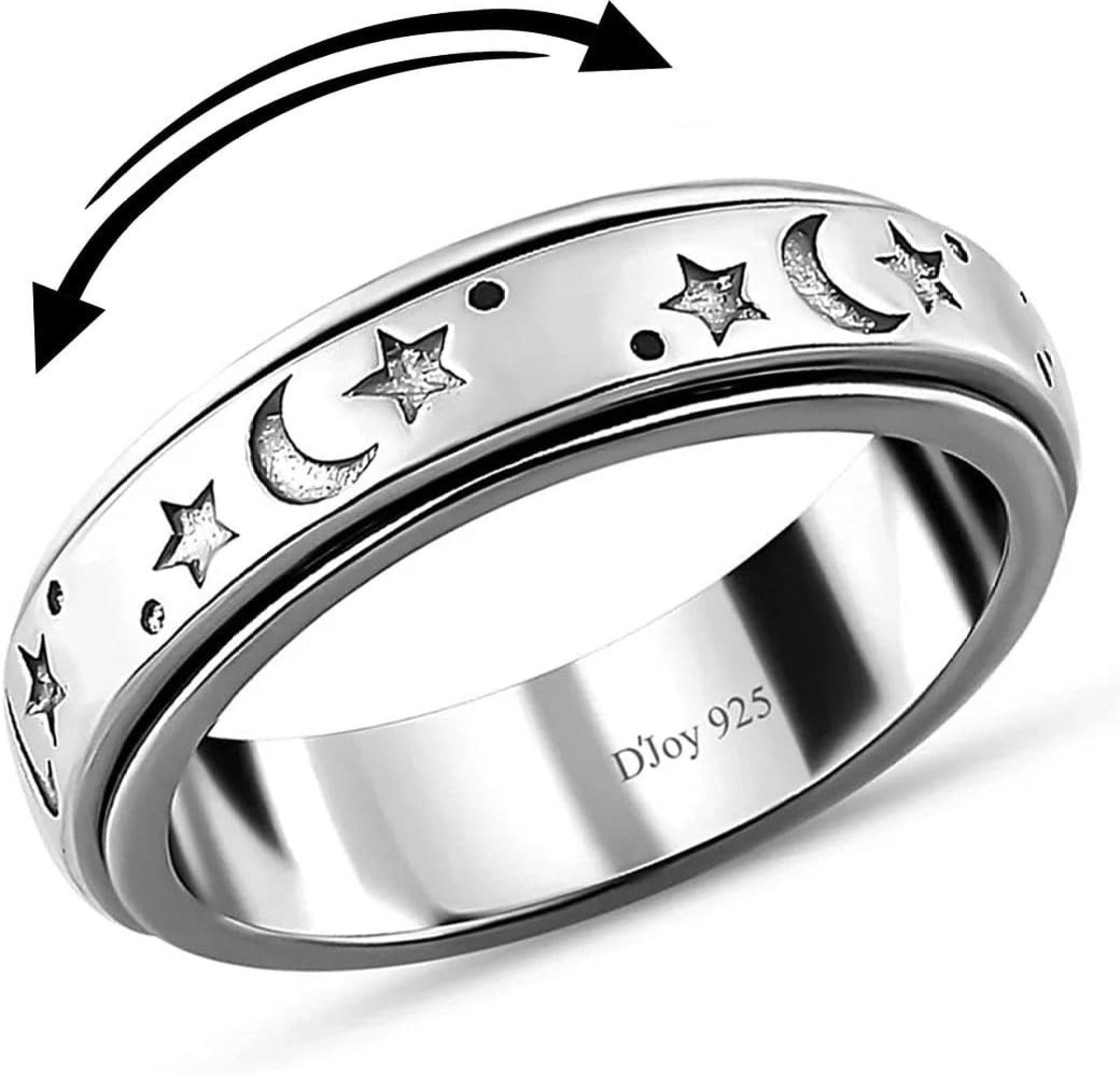 SHOP LC DELIVERING JOY 925 Sterling Silver Fidget Ring Women – Anxiety Ring Moon Star Spinner Ring Men Platinum Plated Jewelry Stress Relief Gifts for Women SHOP LC DELIVERING JOY 925 Sterling Silver Fidget Ring Women – Anxiety Ring Moon Star Spinner Ring Men Platinum Plated Jewelry Stress Relief Gifts for Women