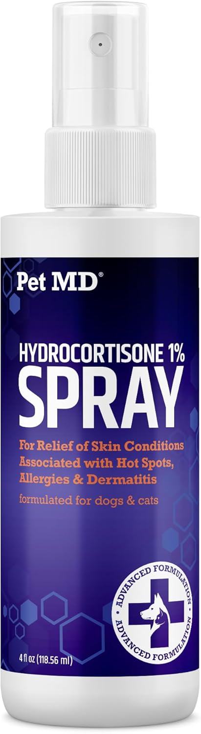Pet MD Hydrocortisone Spray for Dogs, Cats, Horses – Itch Relief Spray & Hot Spot Treatment for Dogs, Irritated Dry Itchy Skin, Allergies, and Dermatitis – Reduces Topical Inflammation – 4 oz Pet MD Hydrocortisone Spray for Dogs, Cats, Horses – Itch Relief Spray & Hot Spot Treatment for Dogs, Irritated Dry Itchy Skin, Allergies, and Dermatitis – Reduces Topical Inflammation – 4 oz