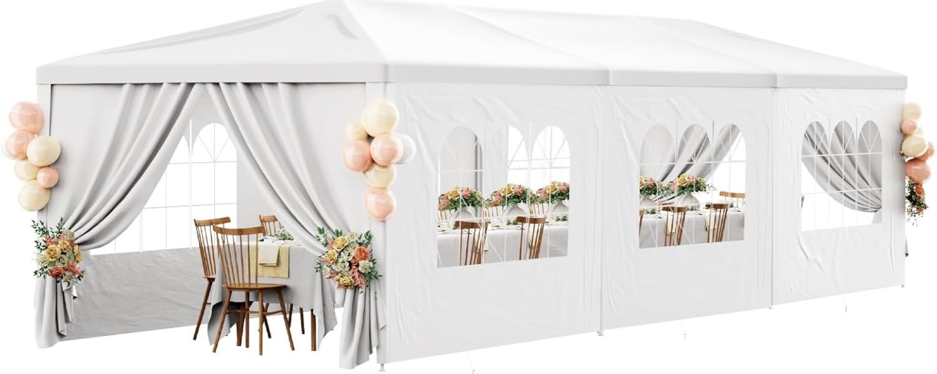 10x30FT White Party Tent Outdoor Canopy Tent Heavy Duty Wedding Tent Waterproof Patio Gazebo Event Tents for Parties with 8 Removable Sidewalls Perfect for Birthday Holiday Graduation BBQ 10x30FT White Party Tent Outdoor Canopy Tent Heavy Duty Wedding Tent Waterproof Patio Gazebo Event Tents for Parties with 8 Removable Sidewalls Perfect for Birthday Holiday Graduation BBQ