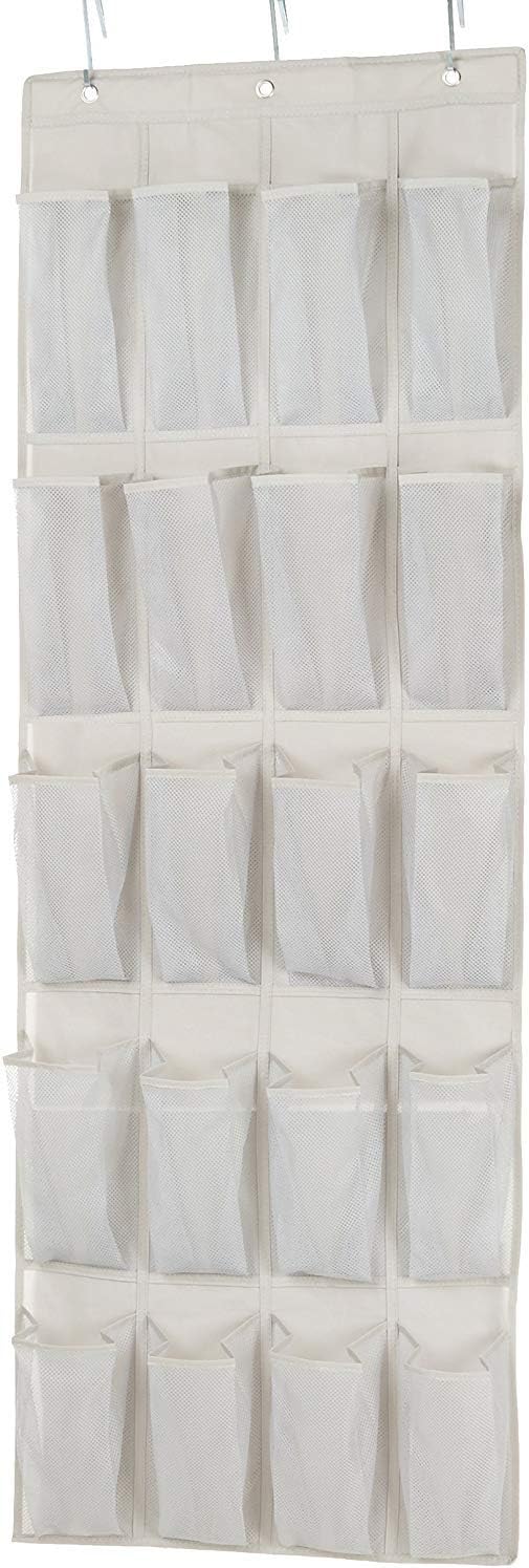 Amazon Basics 20 Large Pocket Over-the-Door Hanging Shoe Organizer, Grayish Tan Amazon Basics 20 Large Pocket Over-the-Door Hanging Shoe Organizer, Grayish Tan