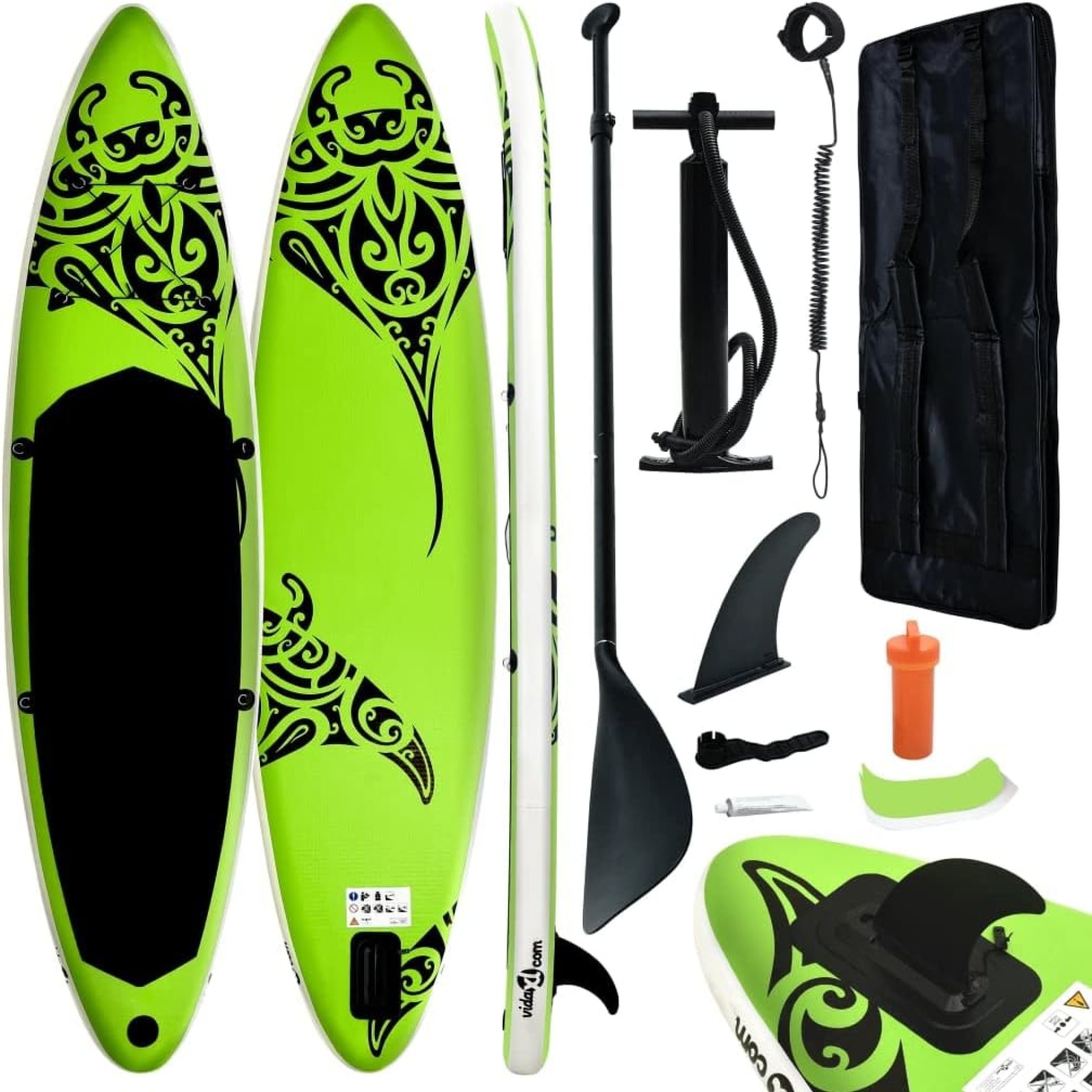 vidaXL Stand Up Paddleboard Set – Inflatable & Portable | Green | Ideal for Adult Learners and Recreational Paddlers | Quick Inflation & Deflation, Non-Slip Traction, Removable Fin vidaXL Stand Up Paddleboard Set – Inflatable & Portable | Green | Ideal for Adult Learners and Recreational Paddlers | Quick Inflation & Deflation, Non-Slip Traction, Removable Fin