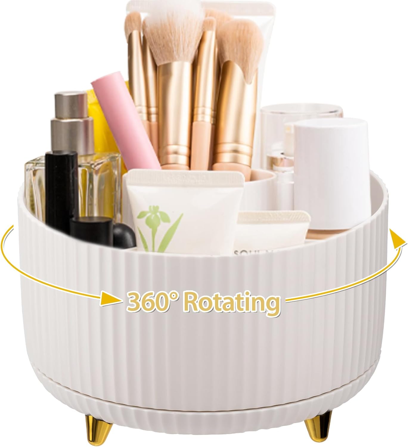Makeup Brush Holder, Multi-angle Rotating Makeup Organizer, Multifunction Cosmetic Organizer for Bathroom Countertop, Bedroom Nightstand, Desktop, Makeup Desk Organizer, White Makeup Brush Holder, Multi-angle Rotating Makeup Organizer, Multifunction Cosmetic Organizer for Bathroom Countertop, Bedroom Nightstand, Desktop, Makeup Desk Organizer, White
