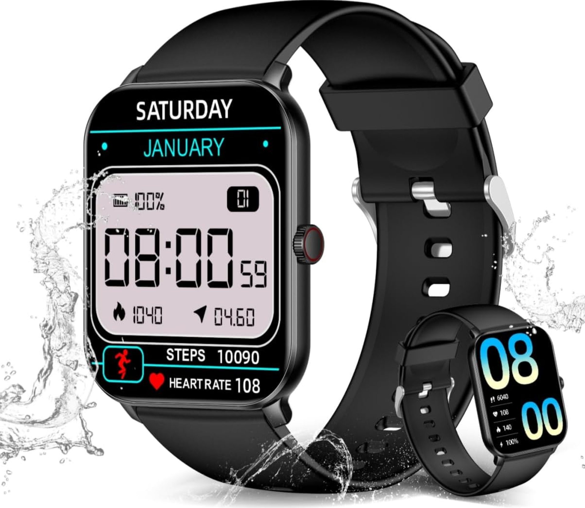 Smart Watch for Men Women Answer/Make Calls and Message Reminder, Fitness Watch 1.85″ HD Touch Screen, 100+ Sports Modes/Heart Rate/Sleep Monitor, Activity Trackers for iOS/Android,Black Smart Watch for Men Women Answer/Make Calls and Message Reminder, Fitness Watch 1.85″ HD Touch Screen, 100+ Sports Modes/Heart Rate/Sleep Monitor, Activity Trackers for iOS/Android,Black