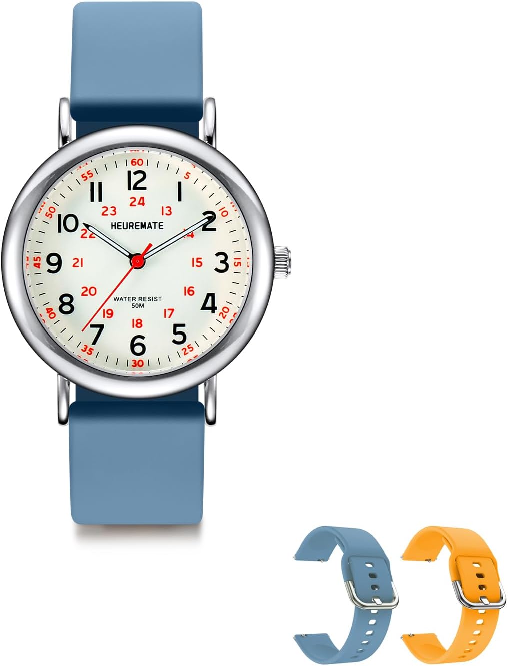 5ATM Waterproof Simple Unisex Analog Watch, Medical Professional Nurse Watch with Luminous Easy-Read Dial, Military Time, 24-Hour Second Hand, Silicone Band for Students, Fashion Women Men 5ATM Waterproof Simple Unisex Analog Watch, Medical Professional Nurse Watch with Luminous Easy-Read Dial, Military Time, 24-Hour Second Hand, Silicone Band for Students, Fashion Women Men