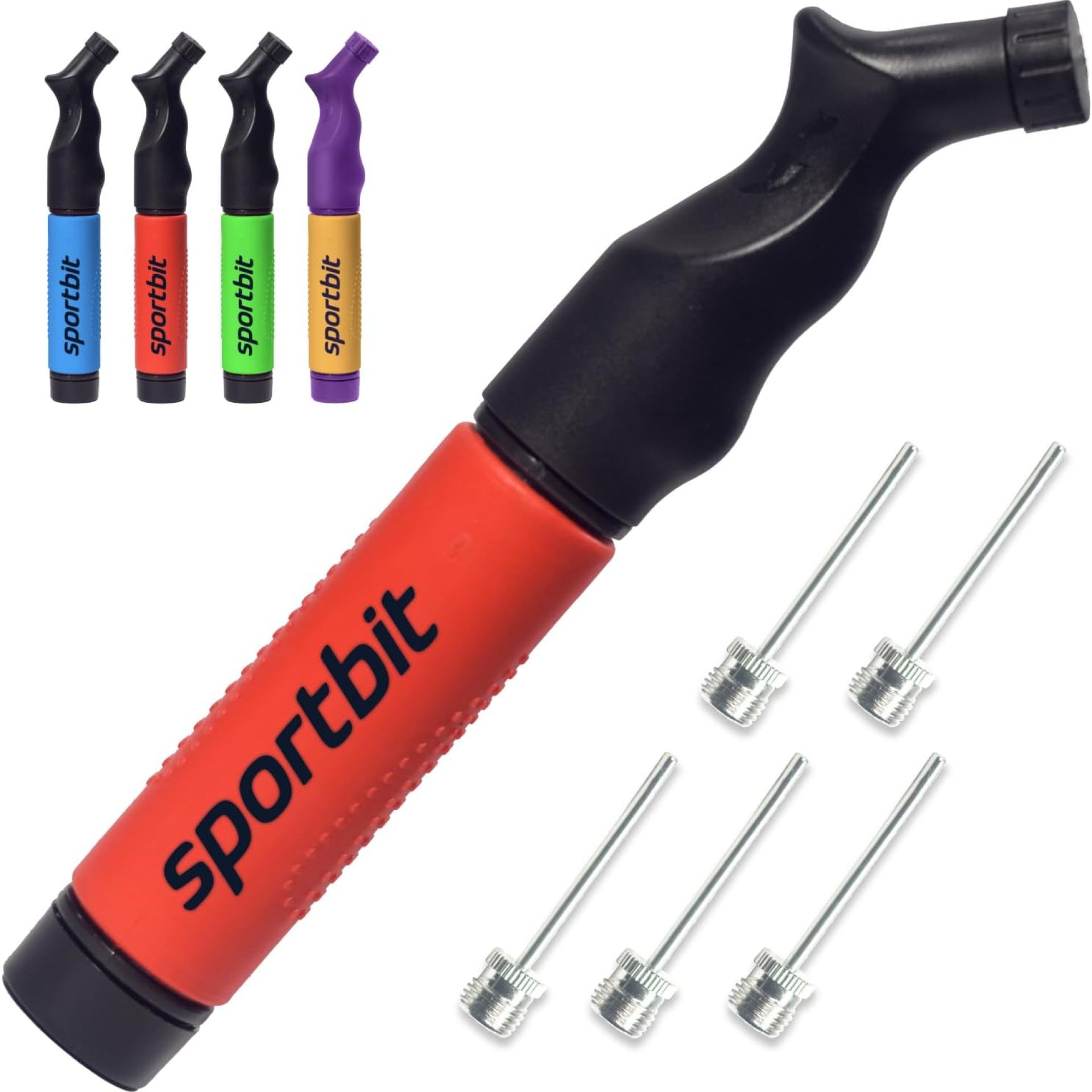 SPORTBIT Ball Pump for Sports Balls – Push & Pull Inflating System – Hand Pump for All Exercise Balls – Volleyball Pump, Basketball Inflator, Football & Soccer Ball Air Pump – Goes with 5 Needles Set SPORTBIT Ball Pump for Sports Balls – Push & Pull Inflating System – Hand Pump for All Exercise Balls – Volleyball Pump, Basketball Inflator, Football & Soccer Ball Air Pump – Goes with 5 Needles Set