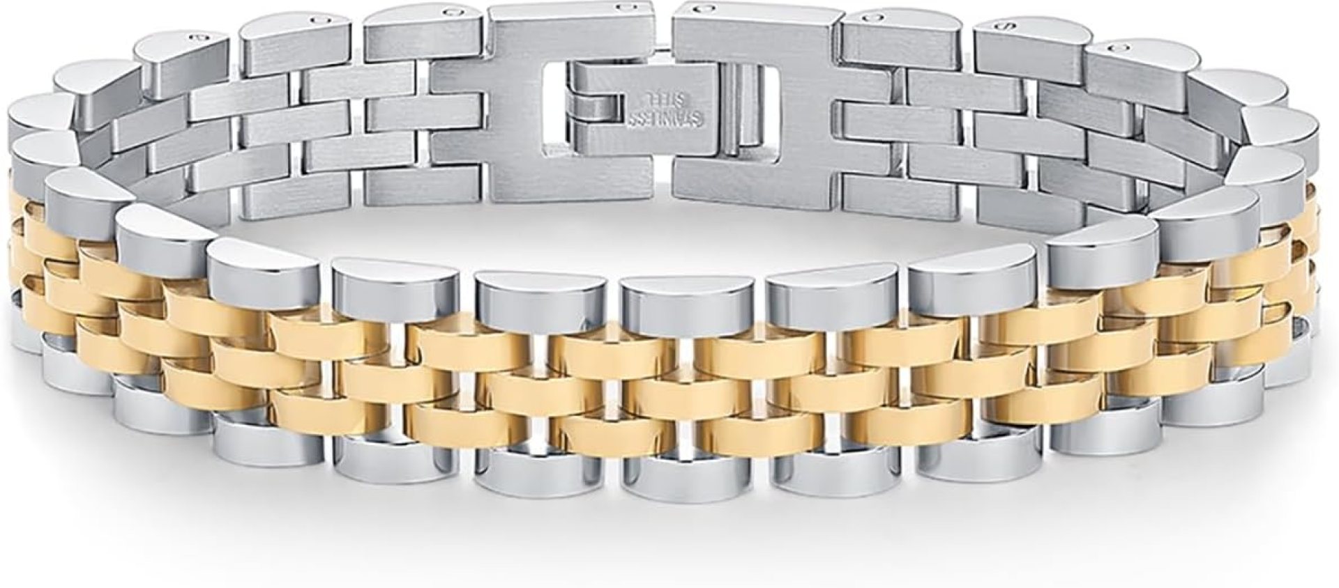 PAVOI 14K Gold Plated Waterproof Watch Strap Chain Bracelet for Women | Two Toned Mixed Metals Stainless Steel Chunky Link Bracelet PAVOI 14K Gold Plated Waterproof Watch Strap Chain Bracelet for Women | Two Toned Mixed Metals Stainless Steel Chunky Link Bracelet