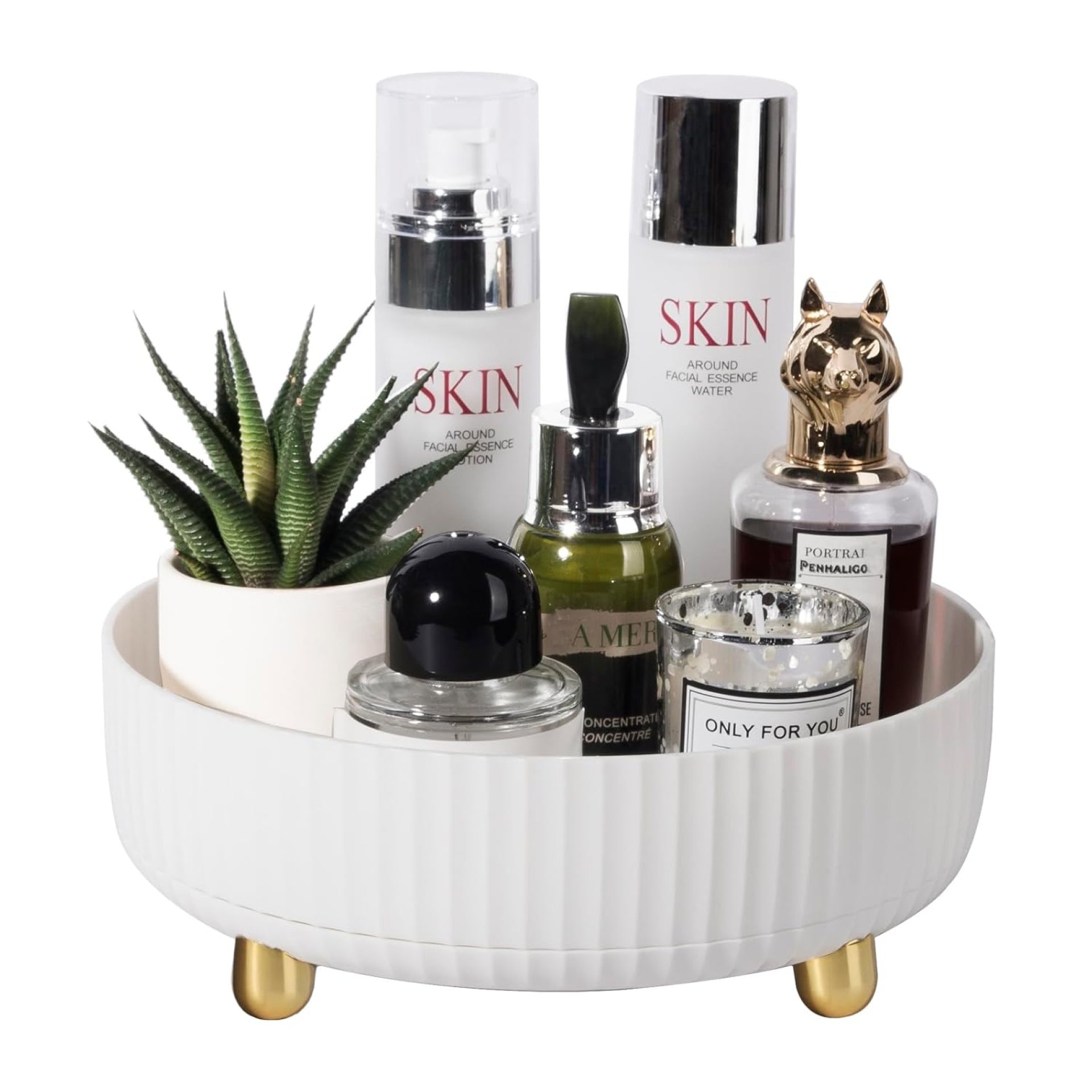 Anyoifax Makeup Perfume Organizer Tray 360 Degree Rotating Lazy Susan Skincare Lotion Organizer Spinning Cosmetics Storage for Dresser, Vanity, Bathroom Countertop, Small Ivory White Anyoifax Makeup Perfume Organizer Tray 360 Degree Rotating Lazy Susan Skincare Lotion Organizer Spinning Cosmetics Storage for Dresser, Vanity, Bathroom Countertop, Small Ivory White