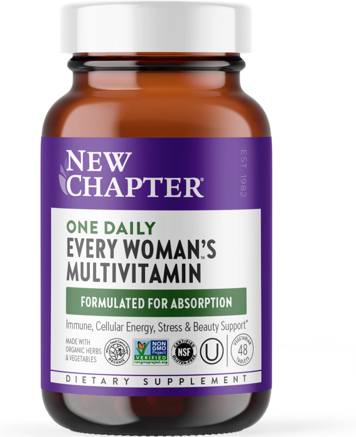 New Chapter Women’s Multivitamin for Immune, Beauty + Energy Support with Fermented Nutrients – Every Woman’s One Daily, Made with Organic Vegetables & Herbs, Non-GMO, Gluten Free, 48 Count New Chapter Women’s Multivitamin for Immune, Beauty + Energy Support with Fermented Nutrients – Every Woman’s One Daily, Made with Organic Vegetables & Herbs, Non-GMO, Gluten Free, 48 Count