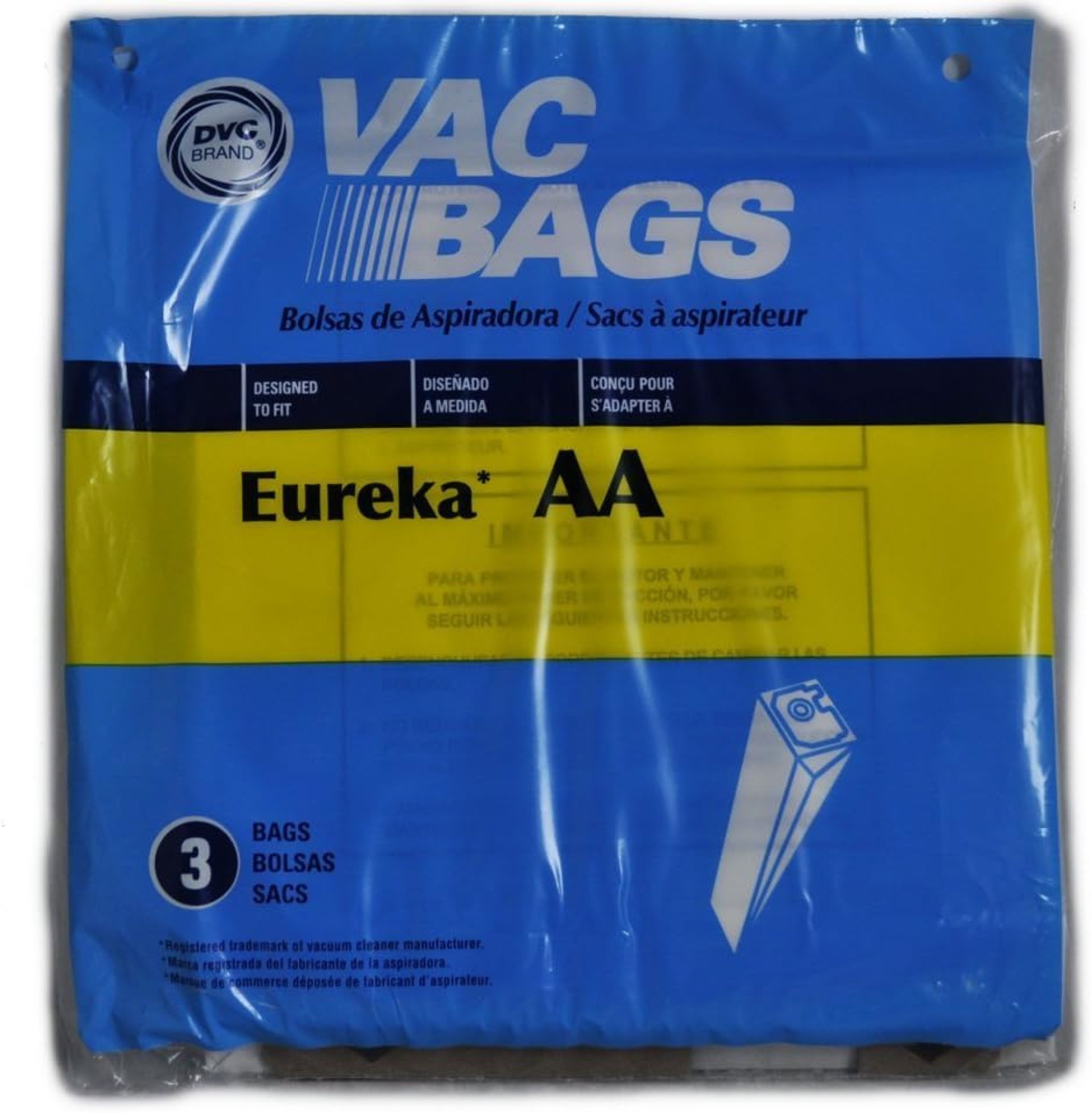 Eureka Victory AA Vacuum Cleaner Bags, DVC Replacement Brand, designed to fit Eureka Victory Upright Vacuum Cleaner Models 4300 & 4400 Series, 3 bags in pack Eureka Victory AA Vacuum Cleaner Bags, DVC Replacement Brand, designed to fit Eureka Victory Upright Vacuum Cleaner Models 4300 & 4400 Series, 3 bags in pack