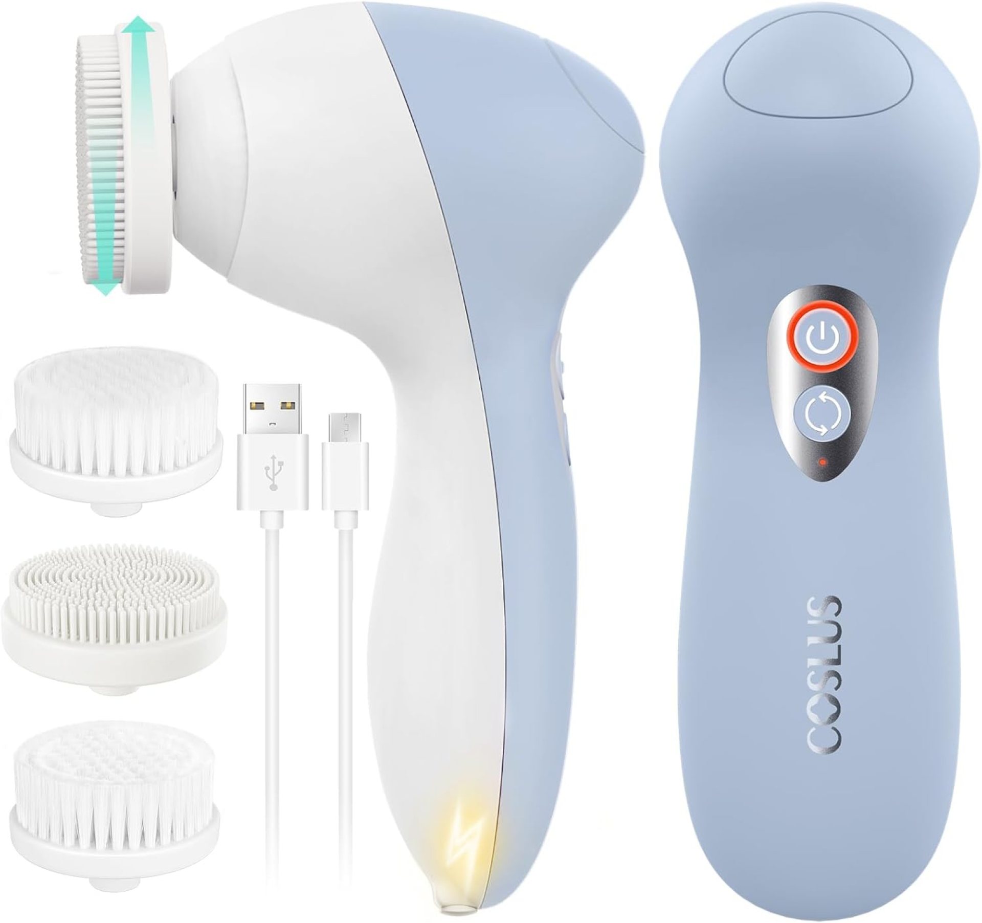 COSLUS Facial Cleansing Brush Face Scrubber: Rechargeable Electric Spin IPX7 Waterproof Cleanser Brush – 2 Rotational Directions 3 Speeds Adjustable for Men Women COSLUS Facial Cleansing Brush Face Scrubber: Rechargeable Electric Spin IPX7 Waterproof Cleanser Brush – 2 Rotational Directions 3 Speeds Adjustable for Men Women