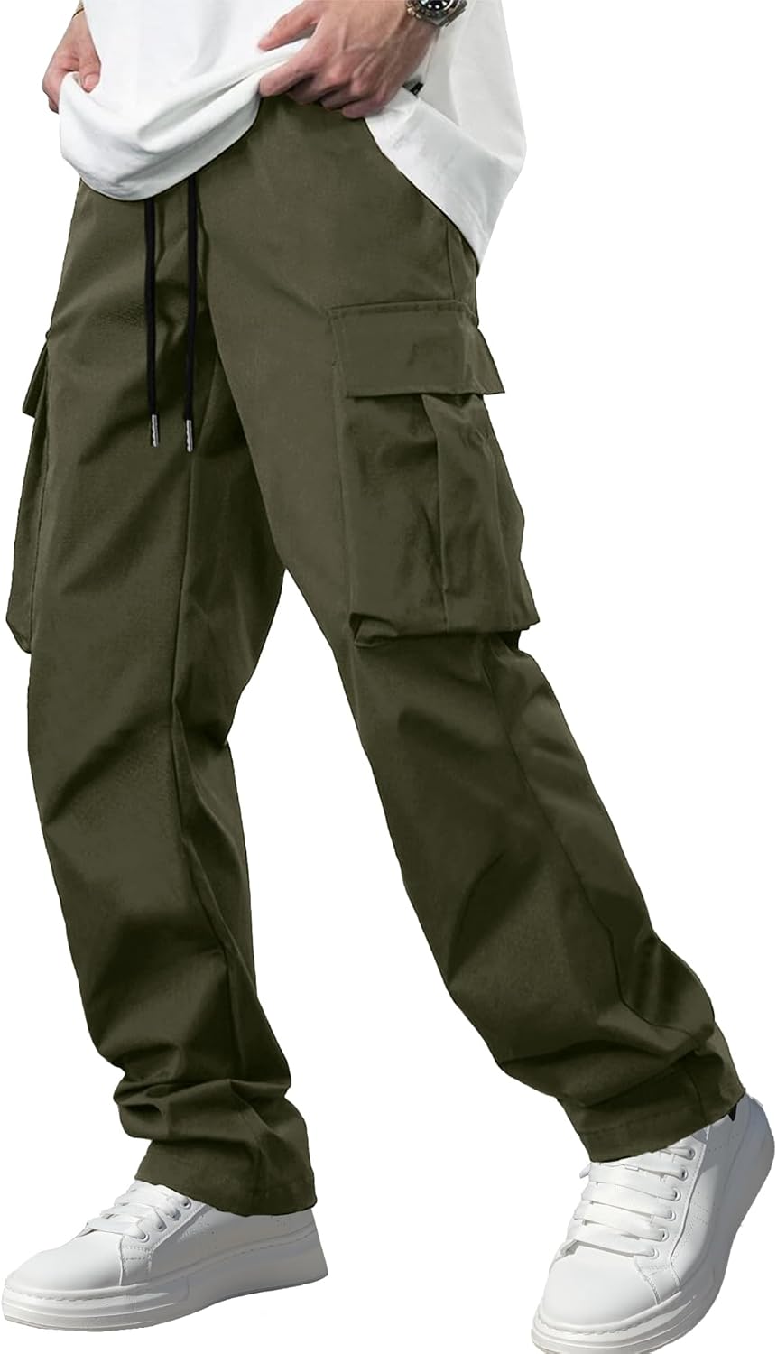 Comdecevis Men’s Casual Cargo Pants Workout Joggers Stretch Sweatpants Hiking Drawstring Tactical Pants with Multi Pockets Comdecevis Men’s Casual Cargo Pants Workout Joggers Stretch Sweatpants Hiking Drawstring Tactical Pants with Multi Pockets