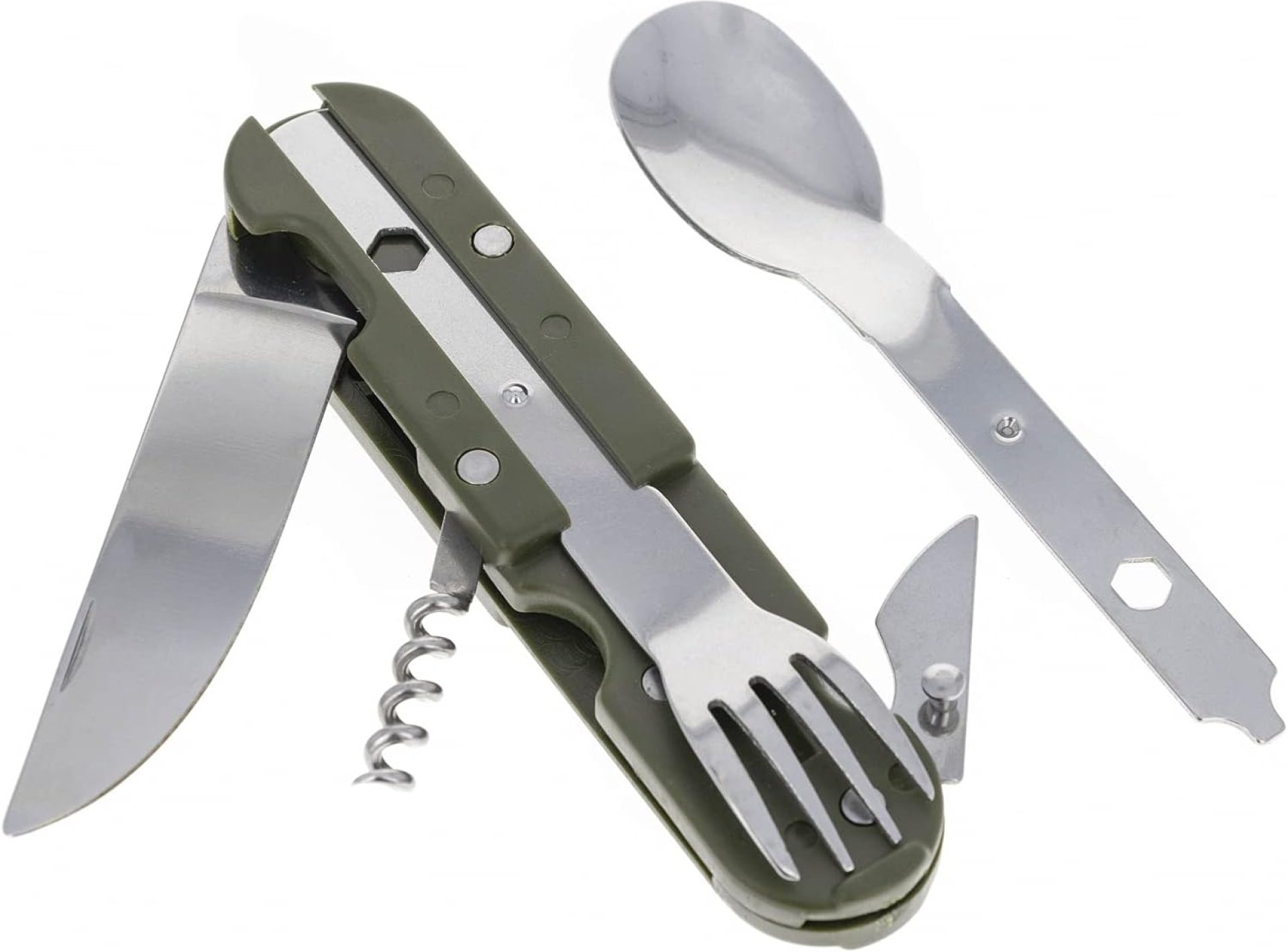 6 in 1 Camping Utensil Camp Kitchen Multi-Tool with Carrying Case and Bottle Opener 6 in 1 Camping Utensil Camp Kitchen Multi-Tool with Carrying Case and Bottle Opener
