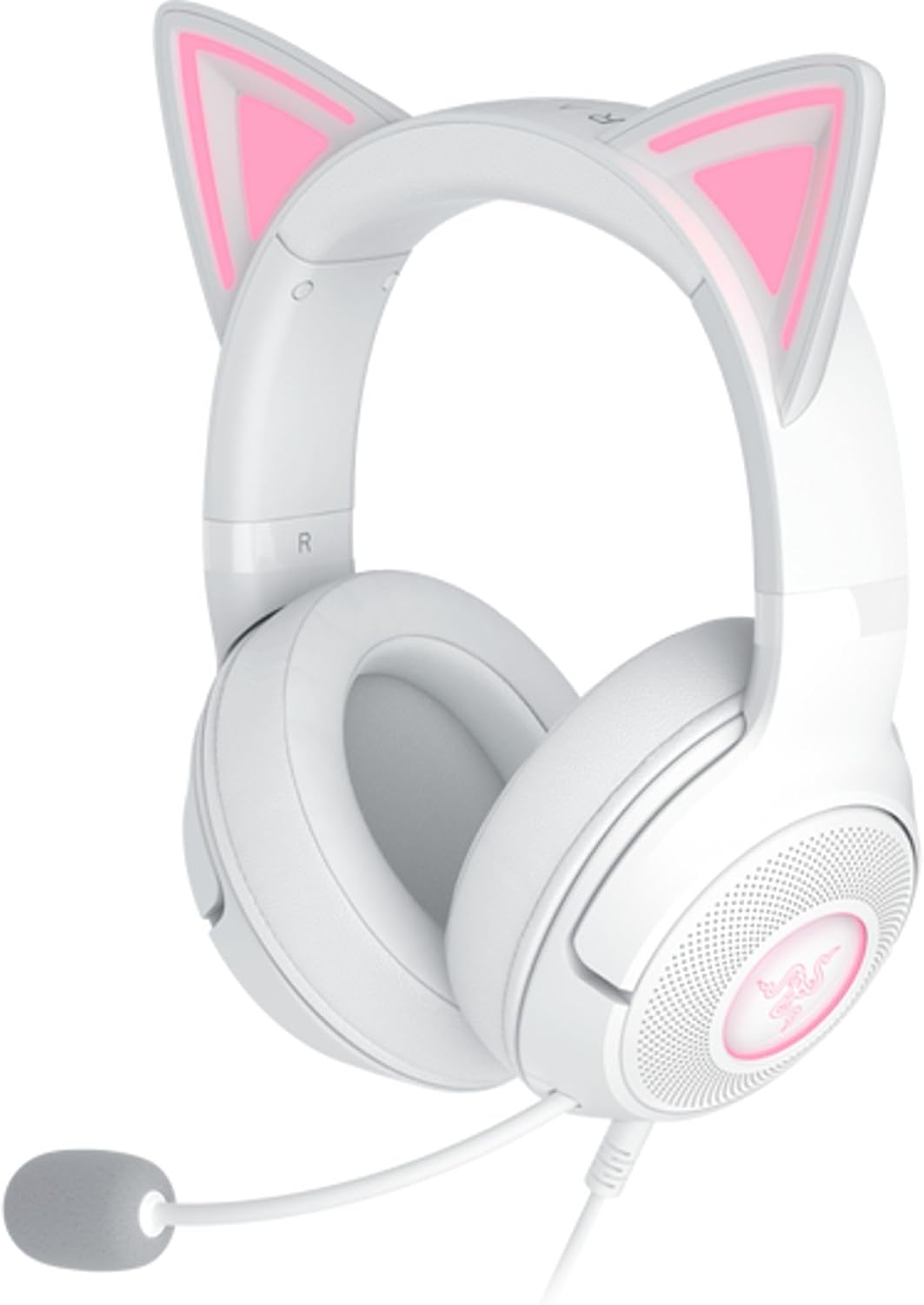 Razer Kraken Kitty V2 USB Wired Headset: Chroma RGB Kitty Ears – Stream Reactive Lighting – HyperClear Cardioid Mic – 40 mm Drivers – 7.1 Surround Sound – Comfortable Ear Cushions – White Razer Kraken Kitty V2 USB Wired Headset: Chroma RGB Kitty Ears – Stream Reactive Lighting – HyperClear Cardioid Mic – 40 mm Drivers – 7.1 Surround Sound – Comfortable Ear Cushions – White
