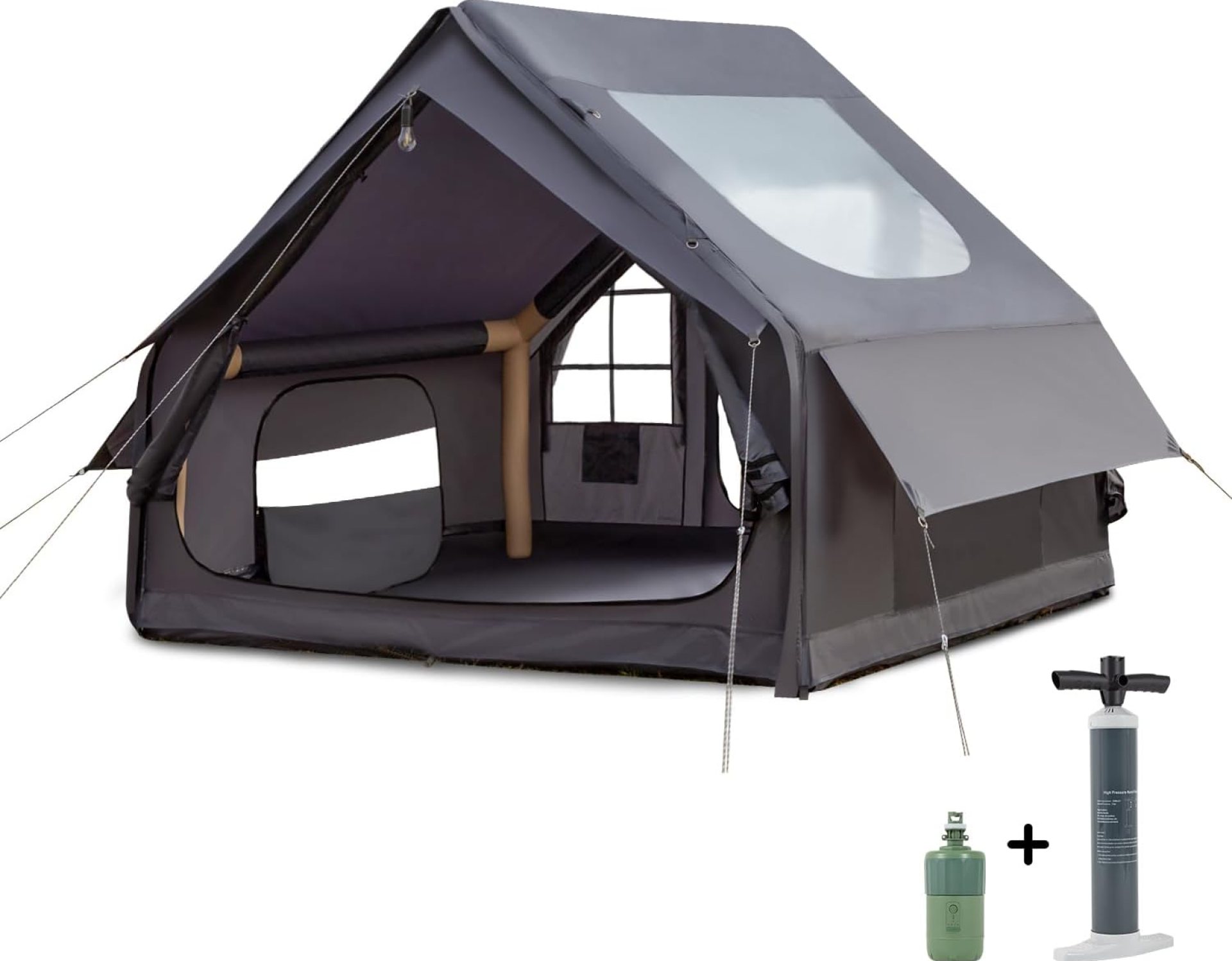 Inflatable Camping Tent for 6-8 Person, with Electric Air Pump, 4 Season Waterproof Windproof, Clear Skylight & 420D Oxford Waterproof, Air Tent with Mesh Windows/Doors Inflatable Camping Tent for 6-8 Person, with Electric Air Pump, 4 Season Waterproof Windproof, Clear Skylight & 420D Oxford Waterproof, Air Tent with Mesh Windows/Doors
