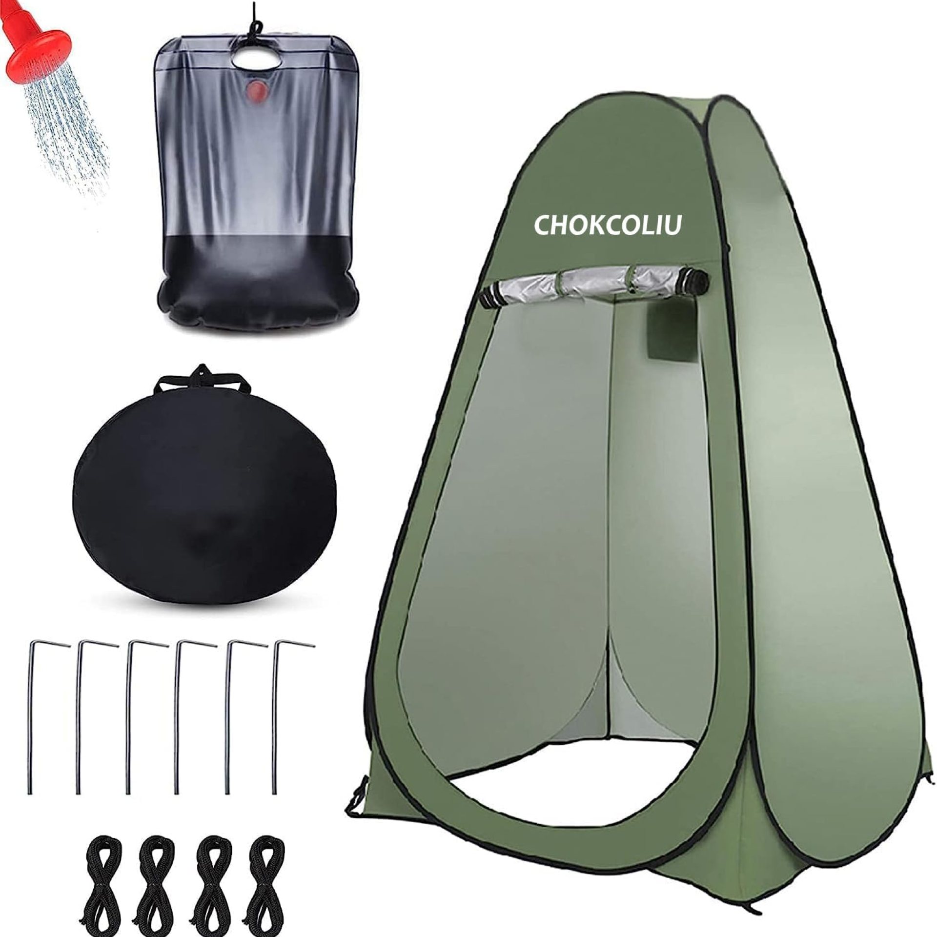 Pop-up Shower Tent & 20L Solar Shower Bag Combo – Waterproof Camping Privacy Shelter with Portable Heated Water Reservoir for Outdoor Bathing, Beach, Hiking (Green, 120x120x190cm) Pop-up Shower Tent & 20L Solar Shower Bag Combo – Waterproof Camping Privacy Shelter with Portable Heated Water Reservoir for Outdoor Bathing, Beach, Hiking (Green, 120x120x190cm)