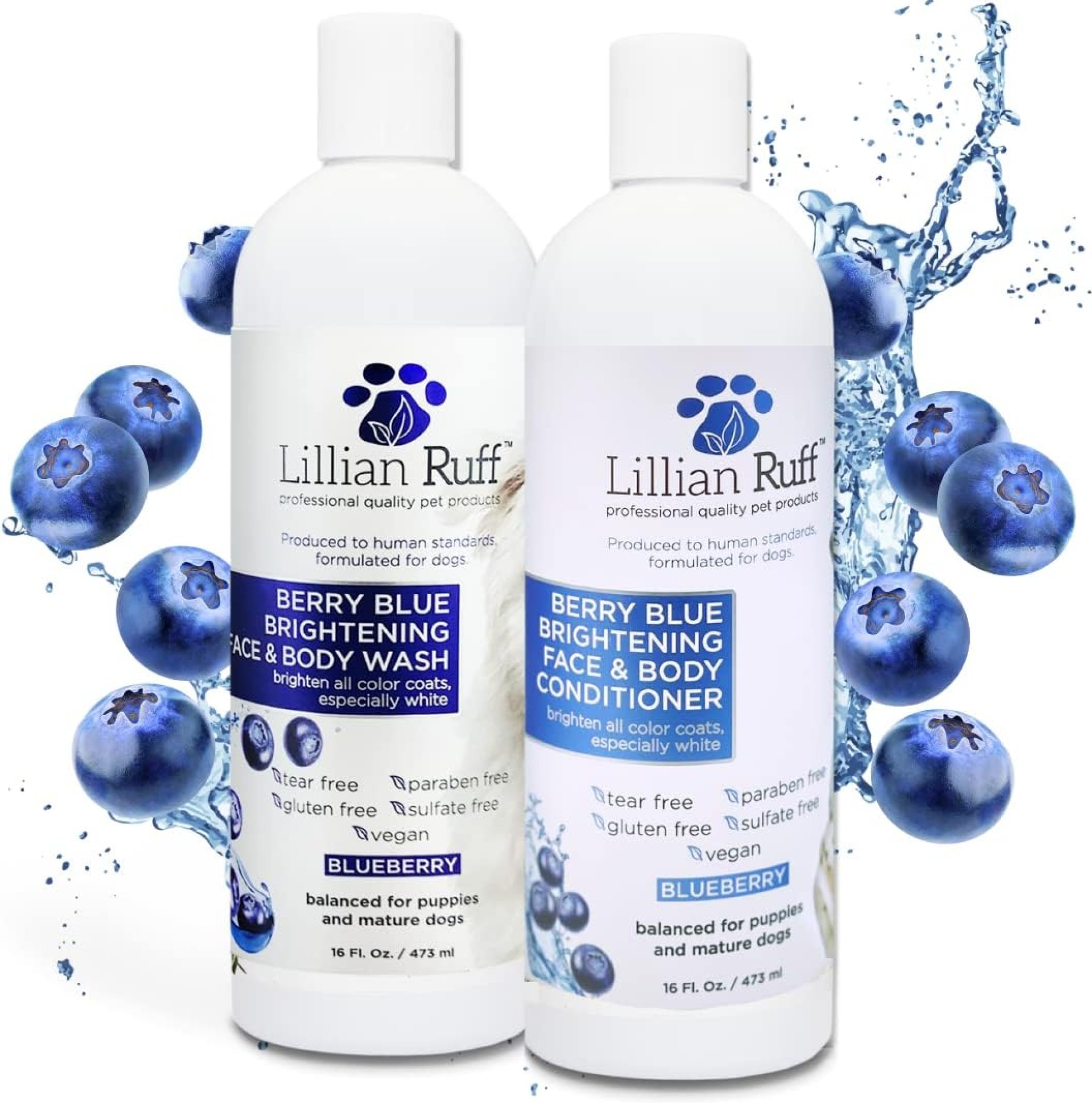 Lillian Ruff Berry Blue Brightening Face and Body Wash for Dogs – Blueberry Shampoo – Remove Tear Stains, Hydrate Dry Itchy Skin, Add Shine & Luster to Coats (Berry Blue Shampoo & Conditioner Set) Lillian Ruff Berry Blue Brightening Face and Body Wash for Dogs – Blueberry Shampoo – Remove Tear Stains, Hydrate Dry Itchy Skin, Add Shine & Luster to Coats (Berry Blue Shampoo & Conditioner Set)