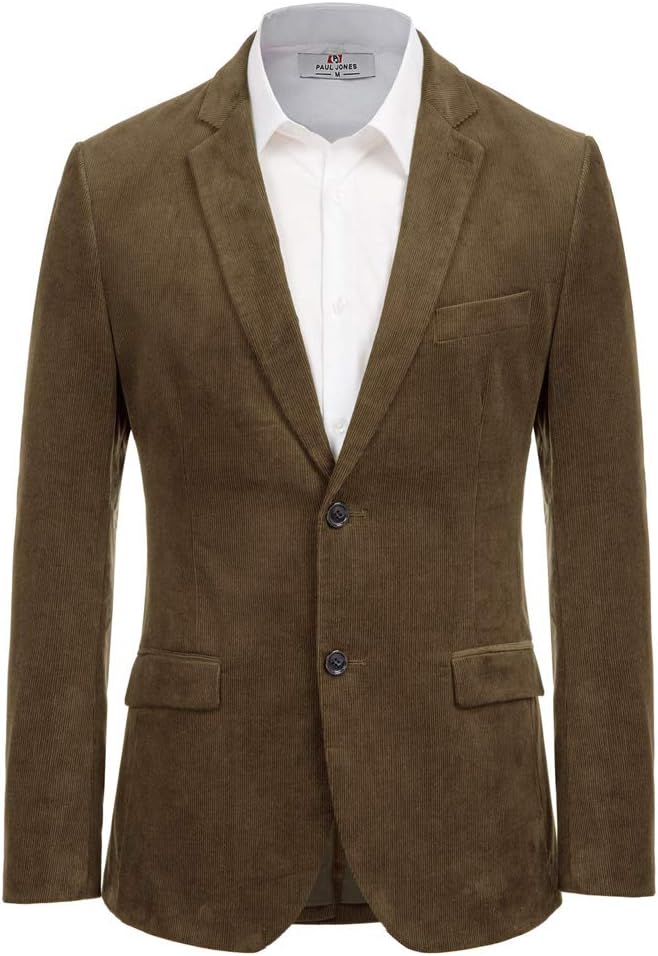 PJ PAUL JONES Mens Corduroy Blazer Jackets Slim Fit Two Button Casual Sports Coat PJ PAUL JONES Mens Corduroy Blazer Jackets Slim Fit Two Button Casual Sports Coat