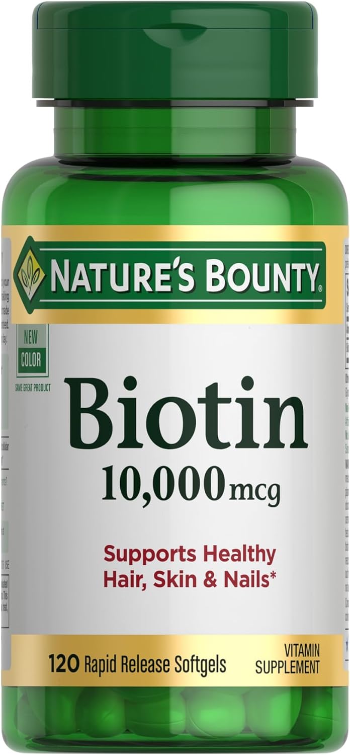 Nature’s Bounty Biotin, Supports Healthy Hair, Skin and Nails, 10,000 mcg, Rapid Release Softgels, 120 Ct Nature’s Bounty Biotin, Supports Healthy Hair, Skin and Nails, 10,000 mcg, Rapid Release Softgels, 120 Ct