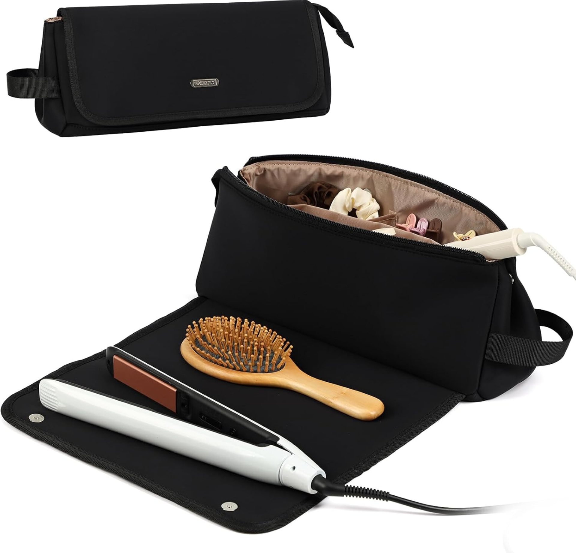 FINDCOZY Hair Tools Travel Bag, Haircare Accessory Organizer with Heat Resistant Mat for Curling Iron, Straighteners and Styling Appliance, Black FINDCOZY Hair Tools Travel Bag, Haircare Accessory Organizer with Heat Resistant Mat for Curling Iron, Straighteners and Styling Appliance, Black