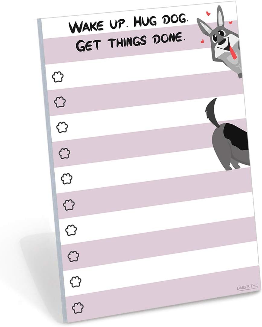 Dog Notepad Small to Do List Sticky Notes | Wake Up Hug Dog Get Things Done | Dog Lover Humor Add to Note Cards, Notebook Notepad | 50 Pages 4×6 by DAILY RITMO Dog Notepad Small to Do List Sticky Notes | Wake Up Hug Dog Get Things Done | Dog Lover Humor Add to Note Cards, Notebook Notepad | 50 Pages 4×6 by DAILY RITMO