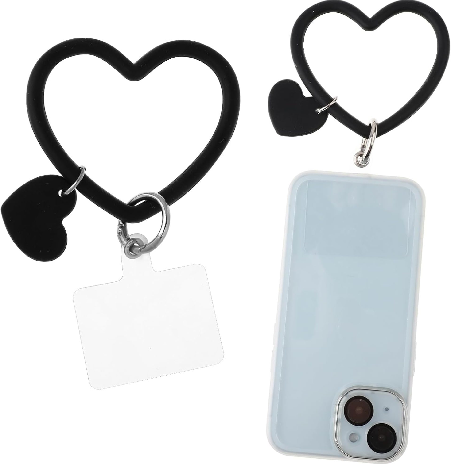 Heart Loop Lanyard Silicone Phone Wrist Phone Strap with Key Chain Holder Cell Phone Hand Wrist Lanyard Strap Phone Accessories Charm with Back Patch for All Smartphones Phone Case (Black) Heart Loop Lanyard Silicone Phone Wrist Phone Strap with Key Chain Holder Cell Phone Hand Wrist Lanyard Strap Phone Accessories Charm with Back Patch for All Smartphones Phone Case (Black)