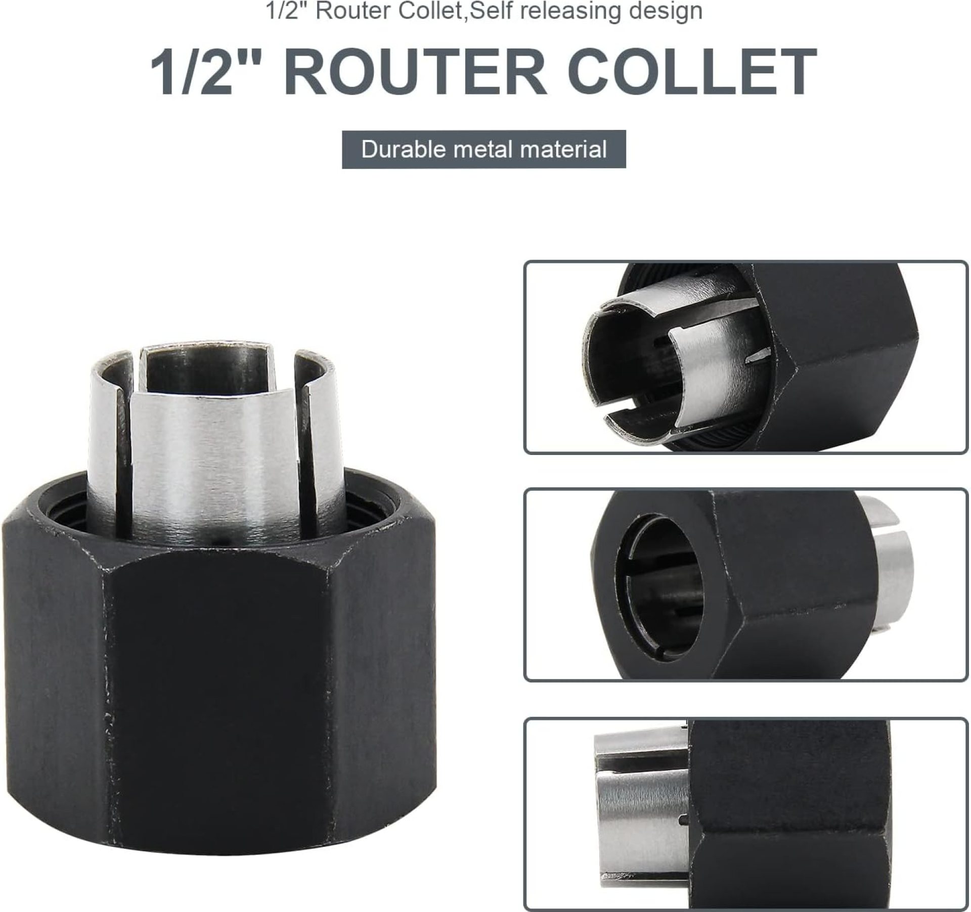 Thaekuns 1/2″ Router Collet fit for Dewalt 326286-03, Bosch 2610906284,Big Horn 19693 & Hitachi 325-199, 323-421, RC050DW Thaekuns 1/2″ Router Collet fit for Dewalt 326286-03, Bosch 2610906284,Big Horn 19693 & Hitachi 325-199, 323-421, RC050DW